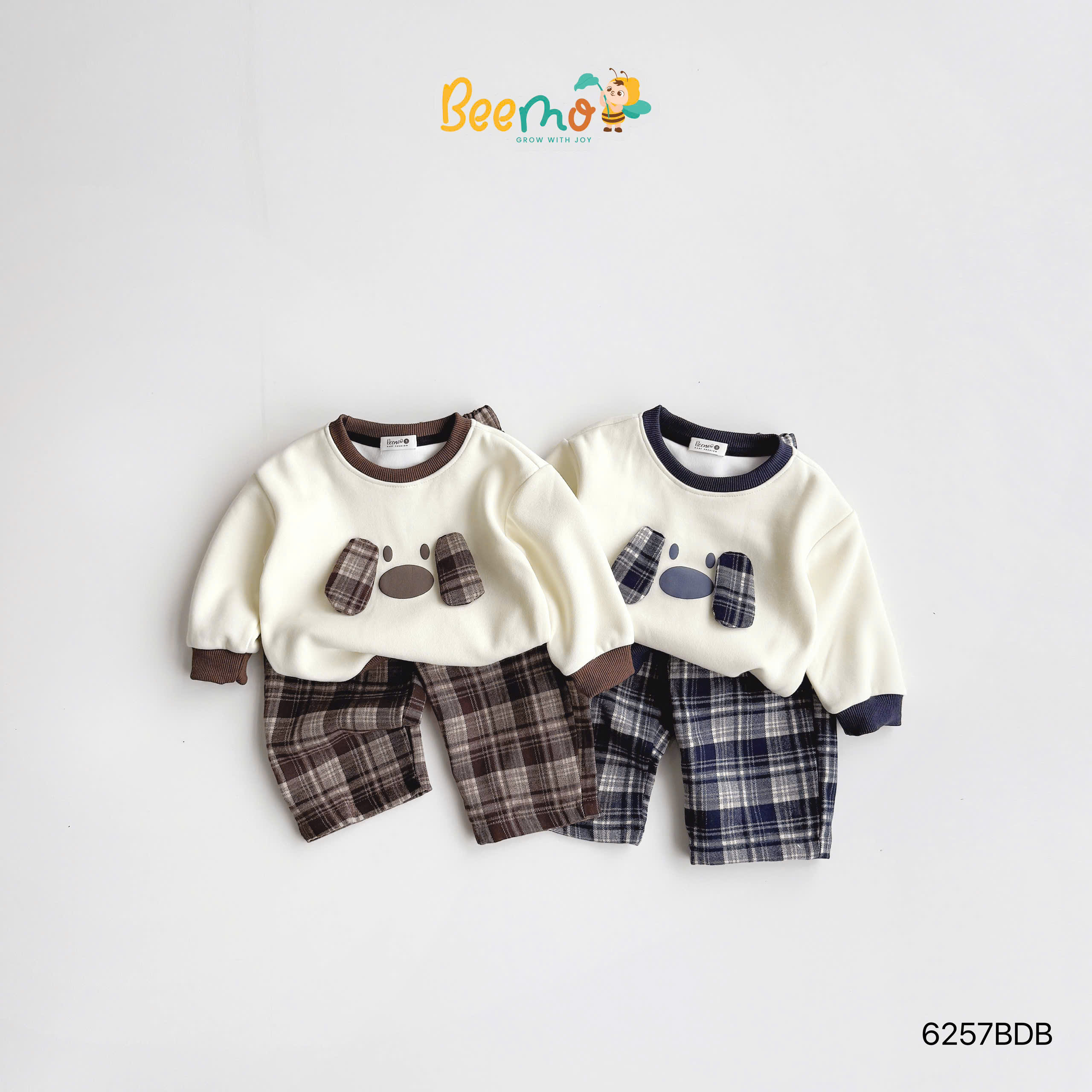 Set nỉ chú cún quần kẻ BEEMO