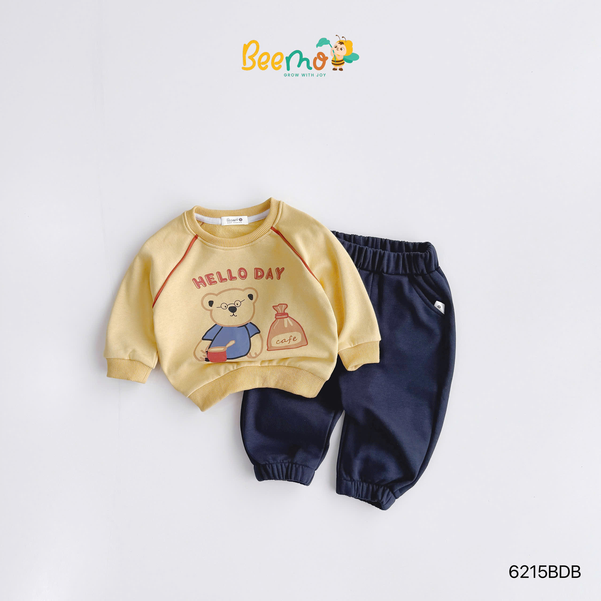 Set nỉ da cá màu vàng in hình gấu BEEMO