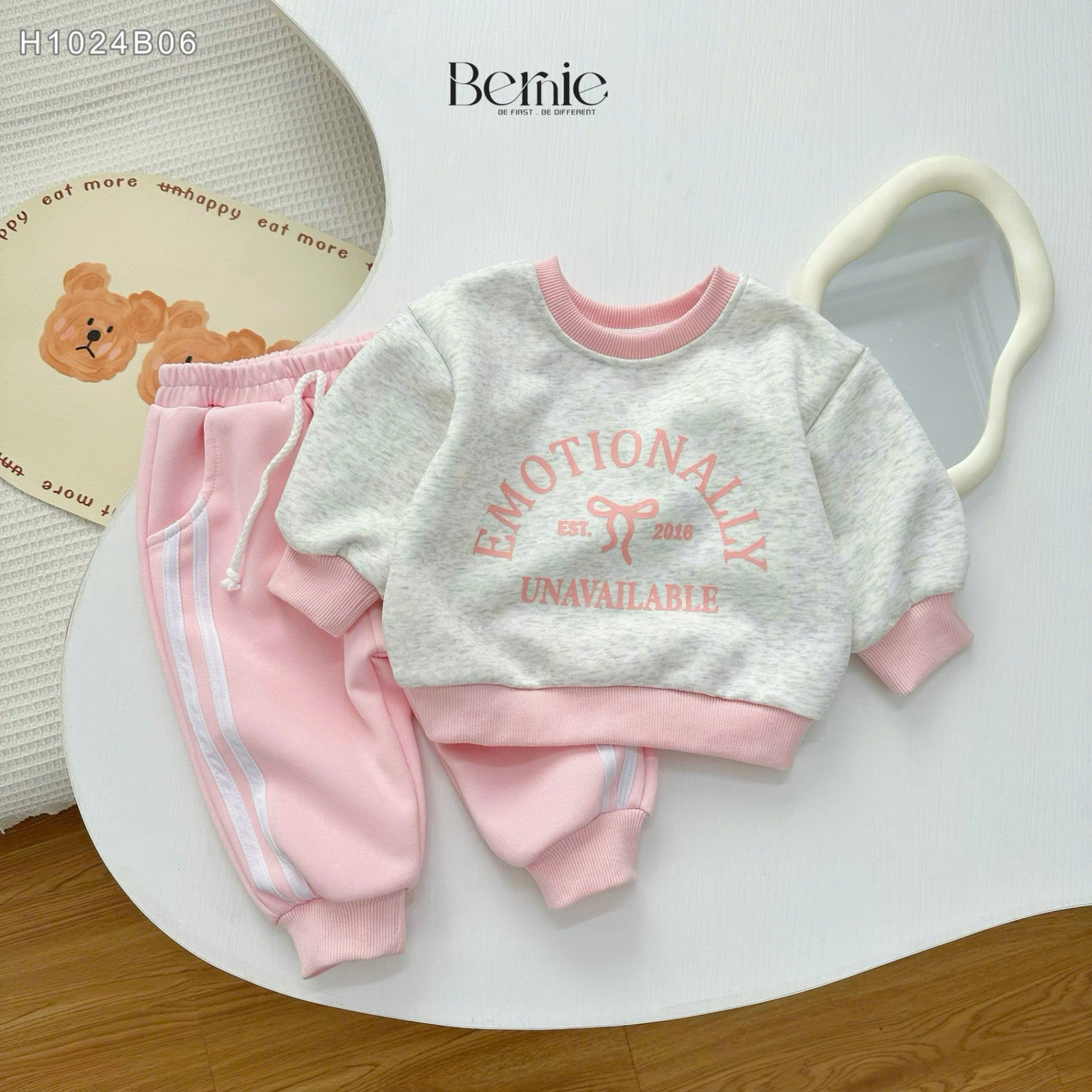 Set nỉ phối màu bé gái Bernie