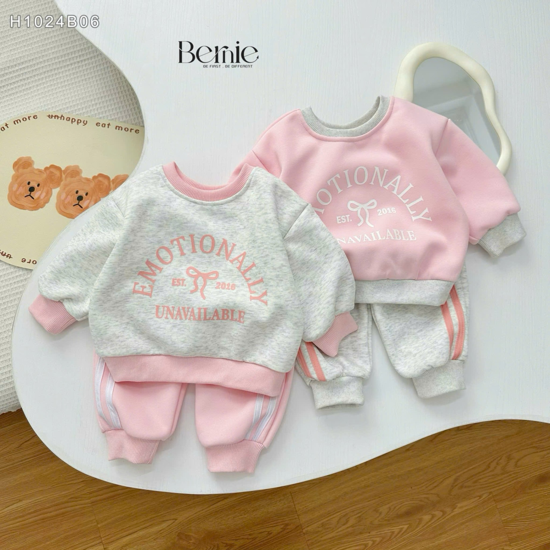 Set nỉ phối màu bé gái Bernie