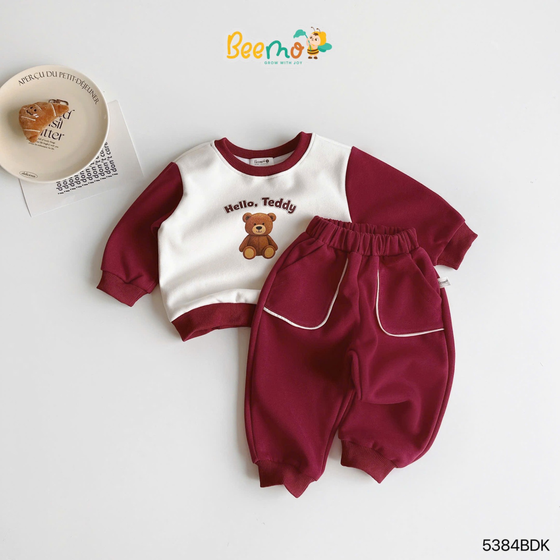 Set nỉ raglan in hình gấu teddy Beemo