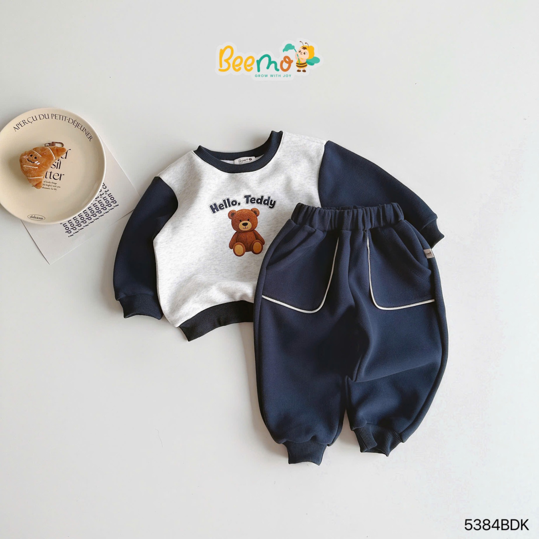 Set nỉ raglan in hình gấu teddy Beemo