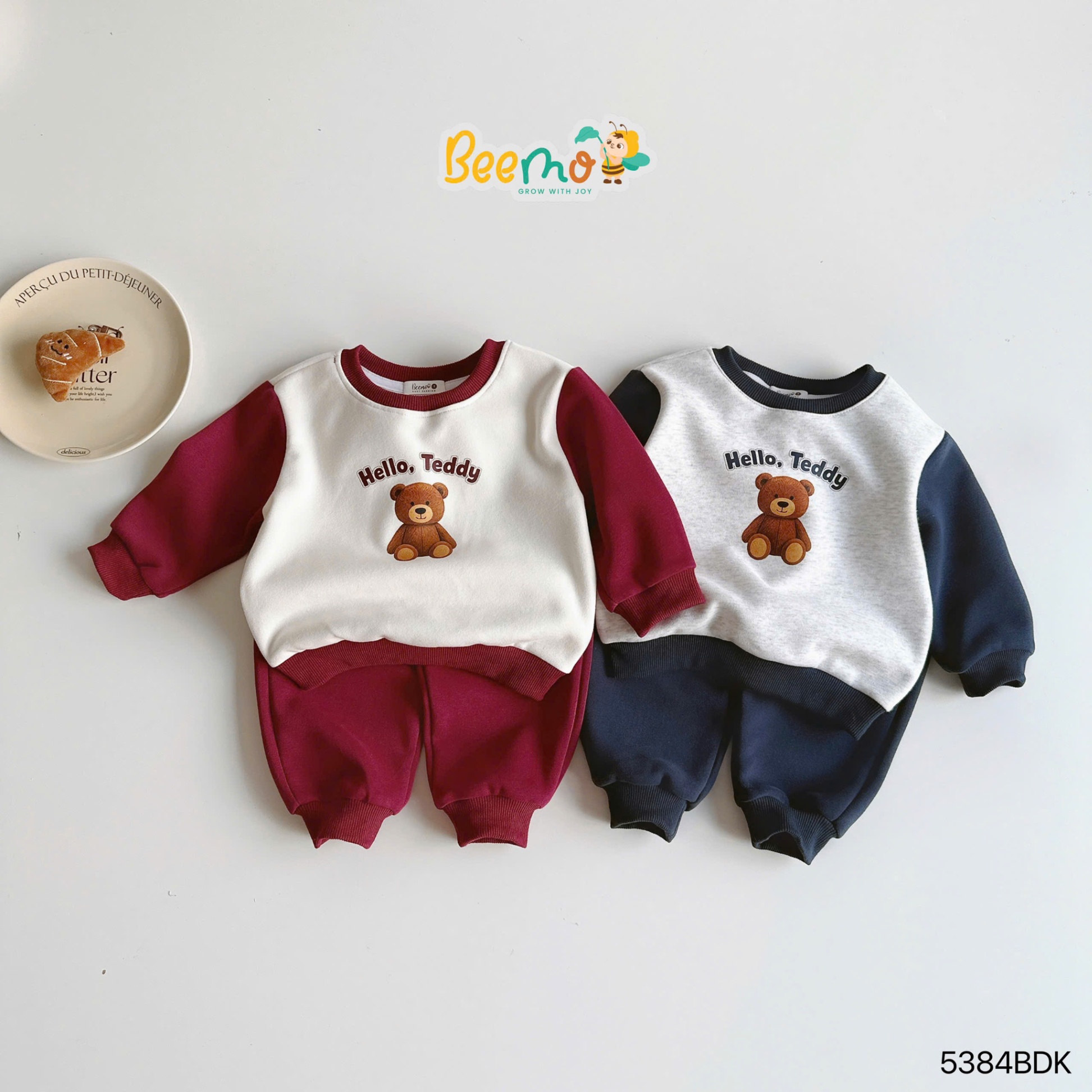 Set nỉ raglan in hình gấu teddy Beemo