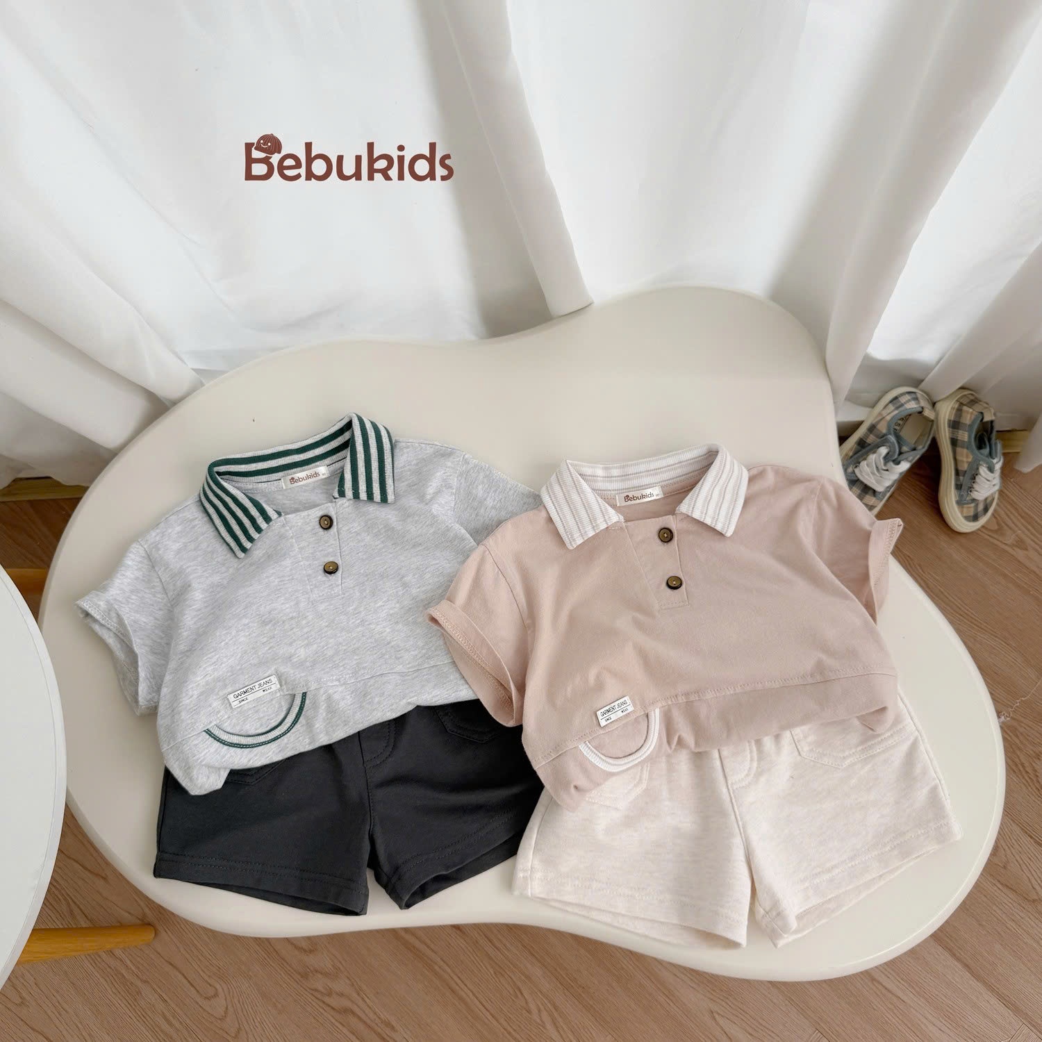 Set polo cho bé trai siêu ngầu BEBUKIDS