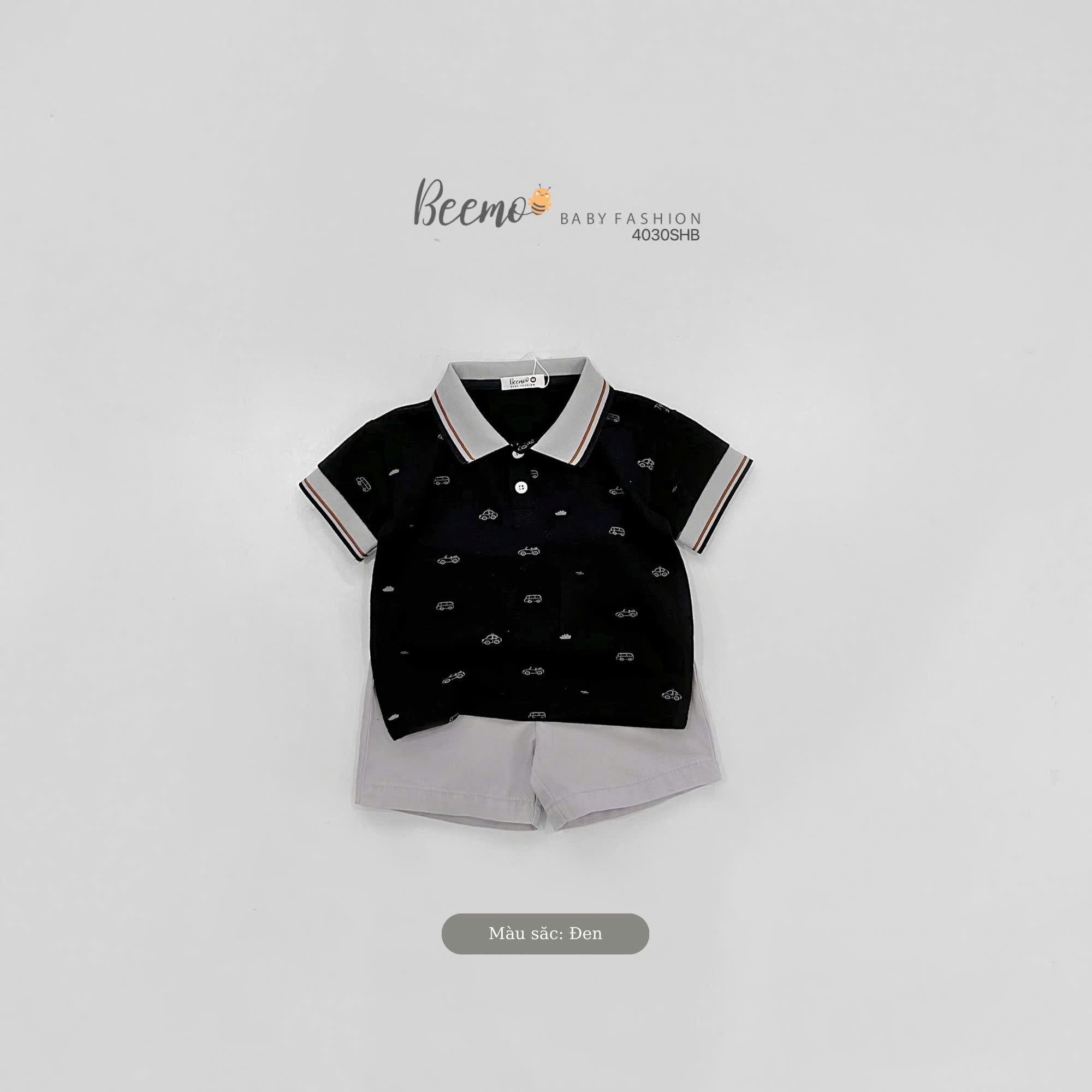 Set polo cộc tay in tràn ô tô Beemo