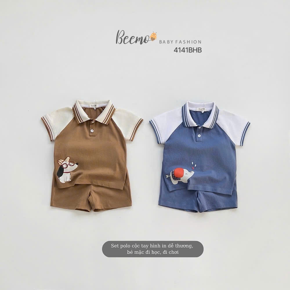 Set polo zaglan phối khuy Beemo