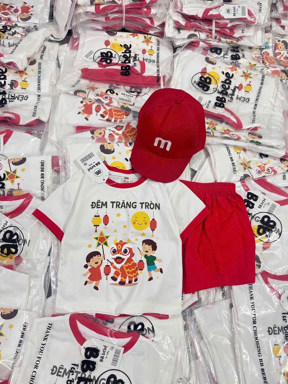 Set quần áo Trung Thu kèm Mũ cho bé trai, bé gái VNXK