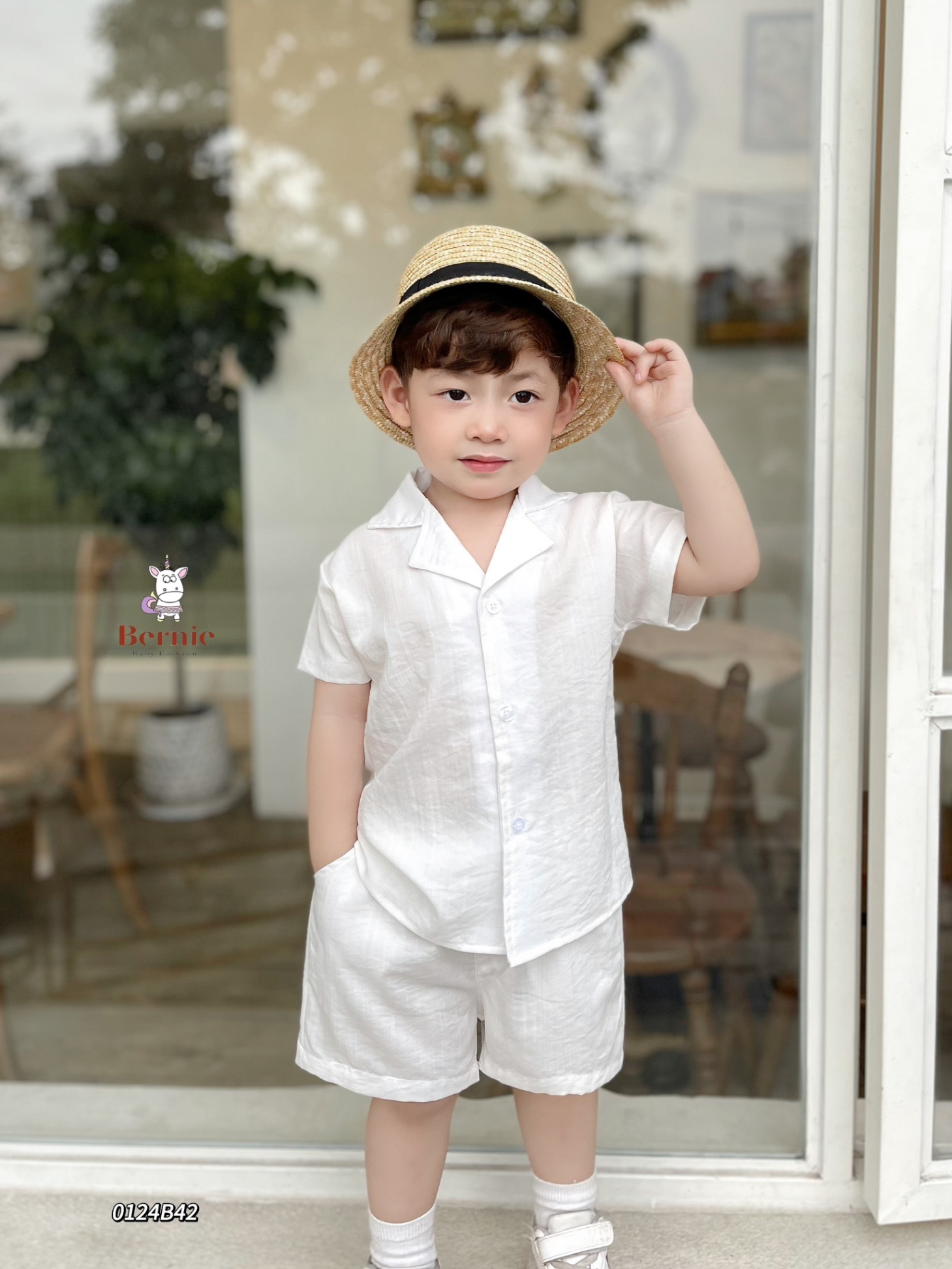 Set sơ mi Hàn cộc Bernie kiểu basic đơn giản cho bé đi chơi, đi biển