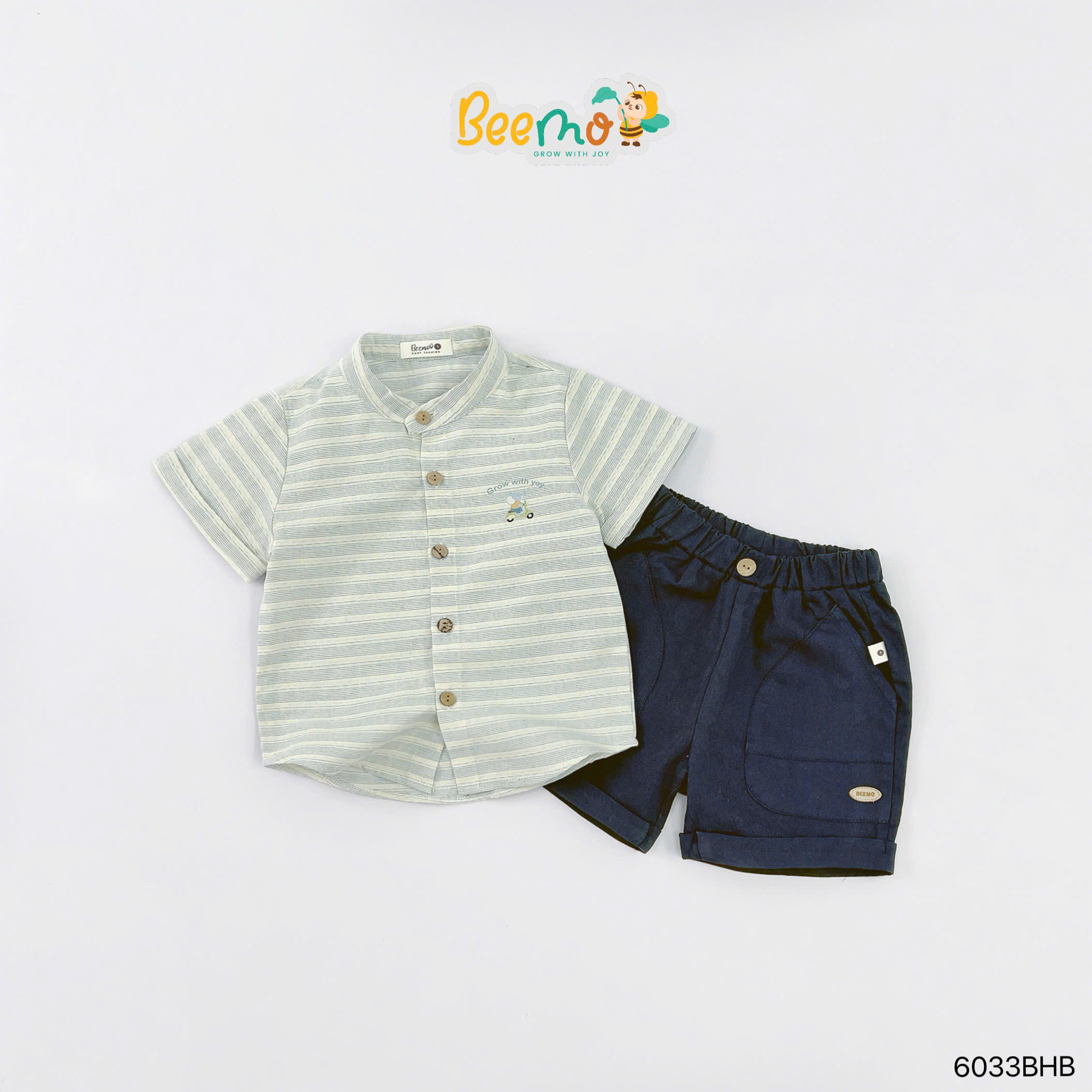 Set sơ mi cổ tàu in hình voi ngộ nghĩnh Beemo