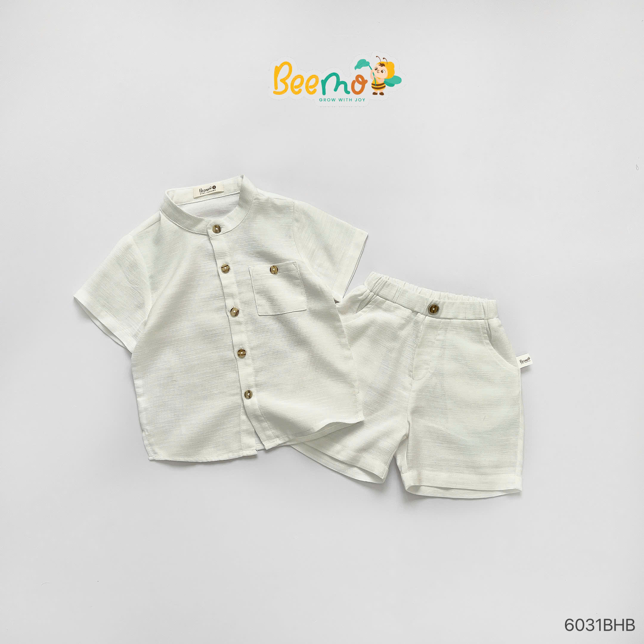 Set sơ mi cổ tàu linen phối túi Beemo
