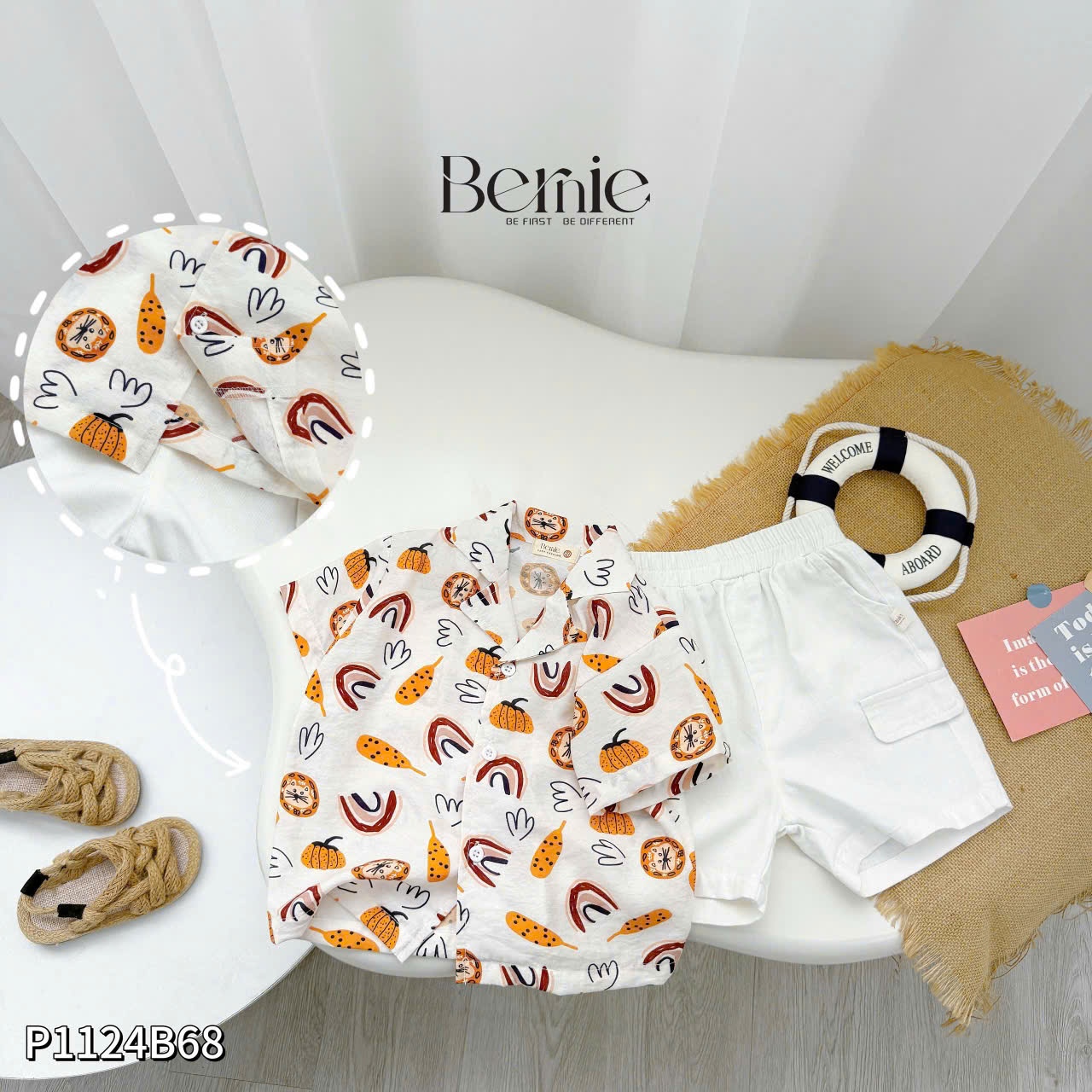 Set sơ mi đũi đi biển họa tiết Bernie
