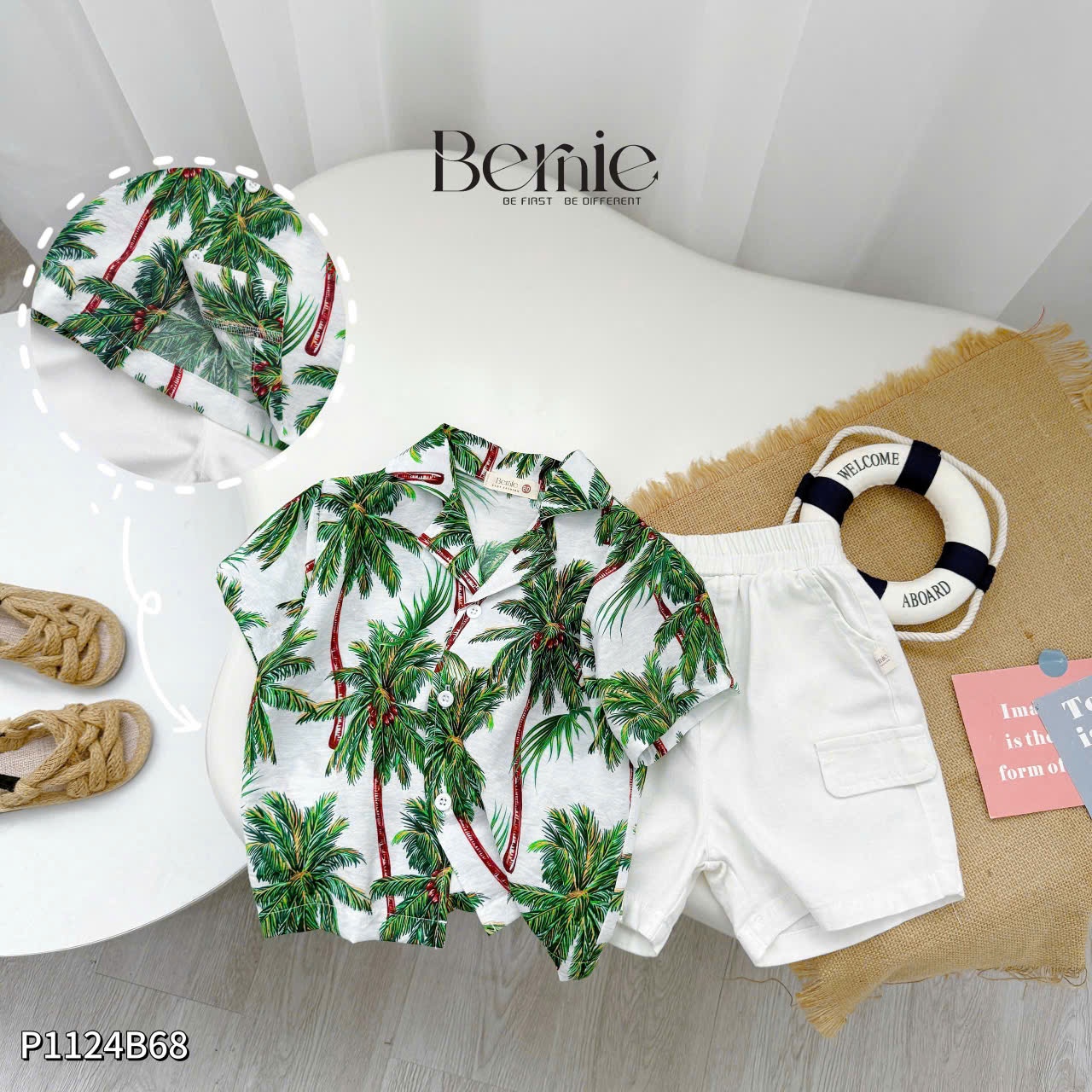 Set sơ mi đũi đi biển họa tiết Bernie