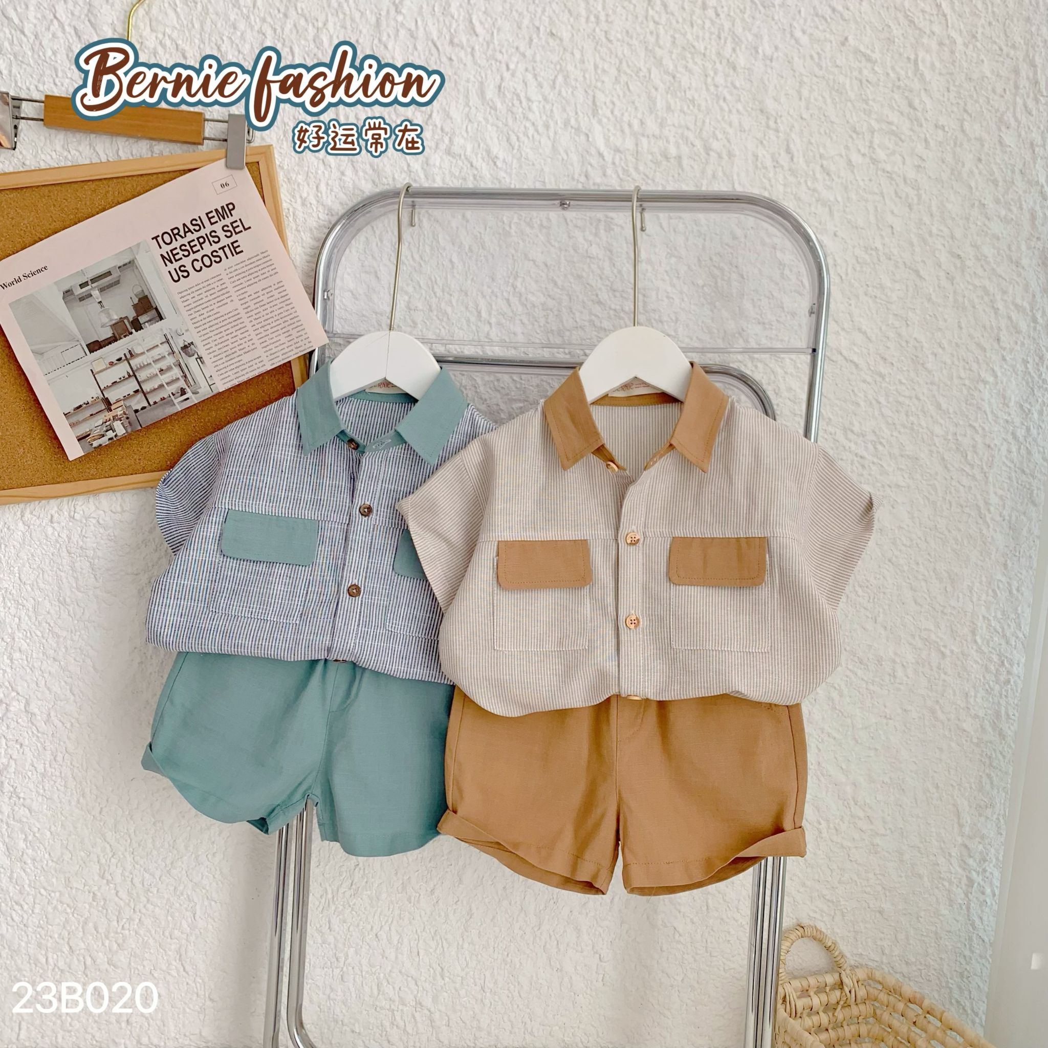 Set sơ mi nắp túi Bernie