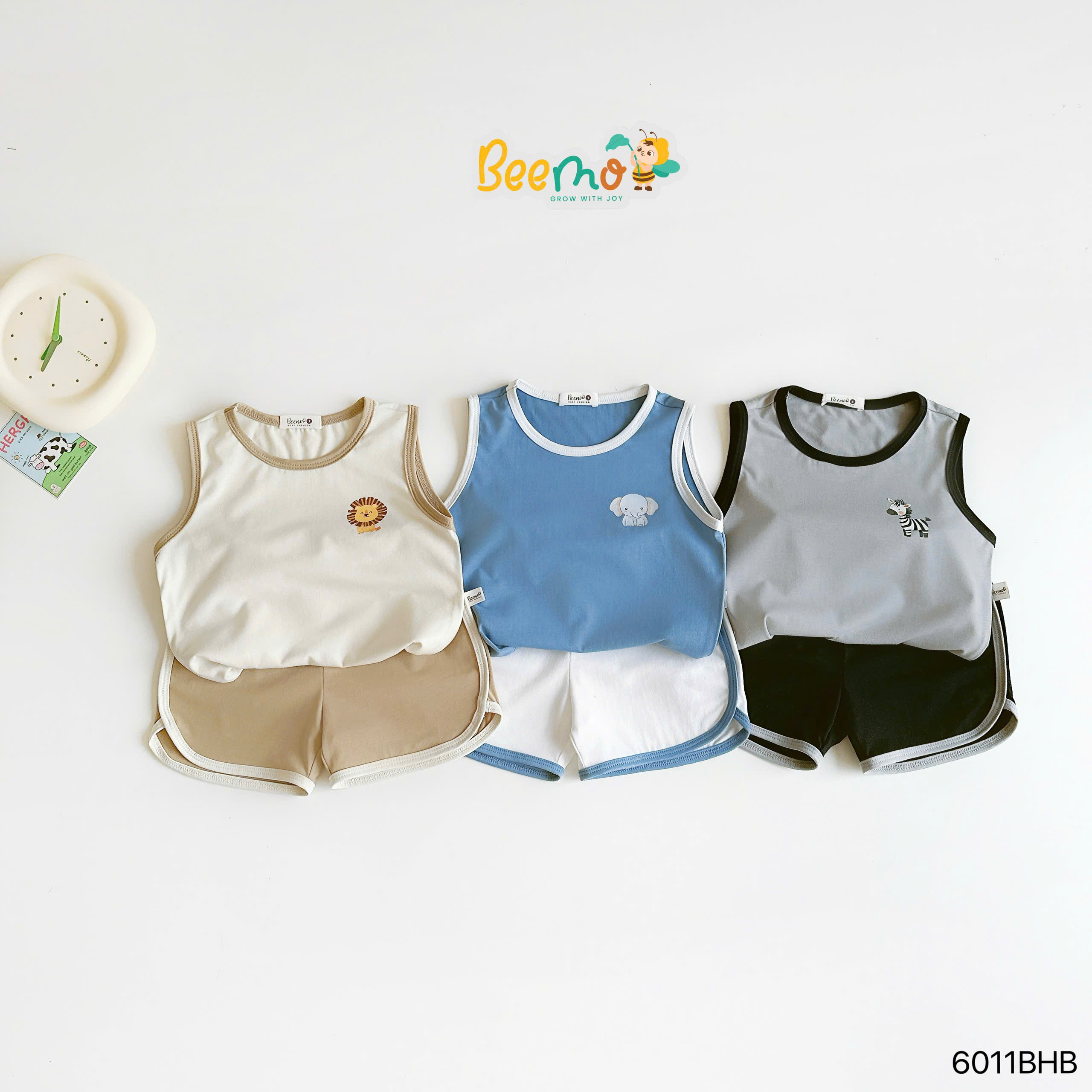 Set thun ba lỗ in hình động vật Beemo
