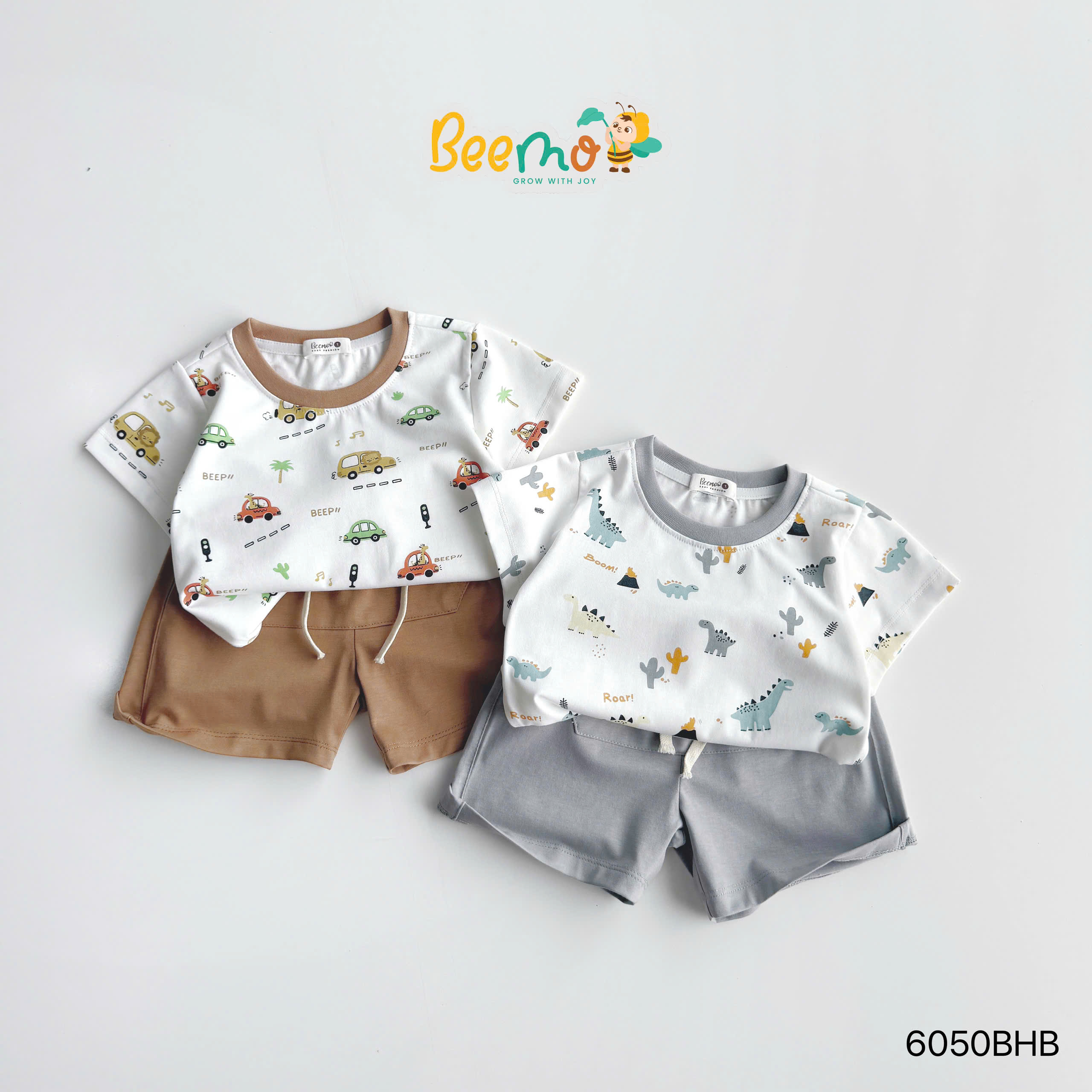 Set thun cộc tay in tràn ô tô Beemo
