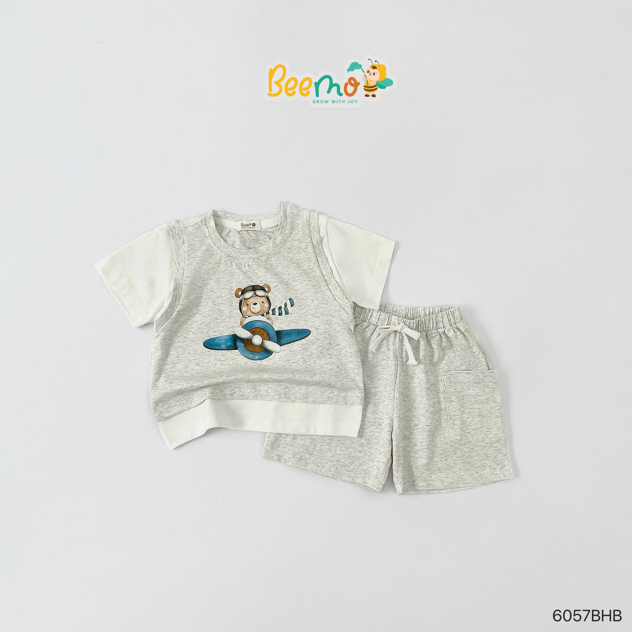 Set thun cộc tay layer in hình Beemo