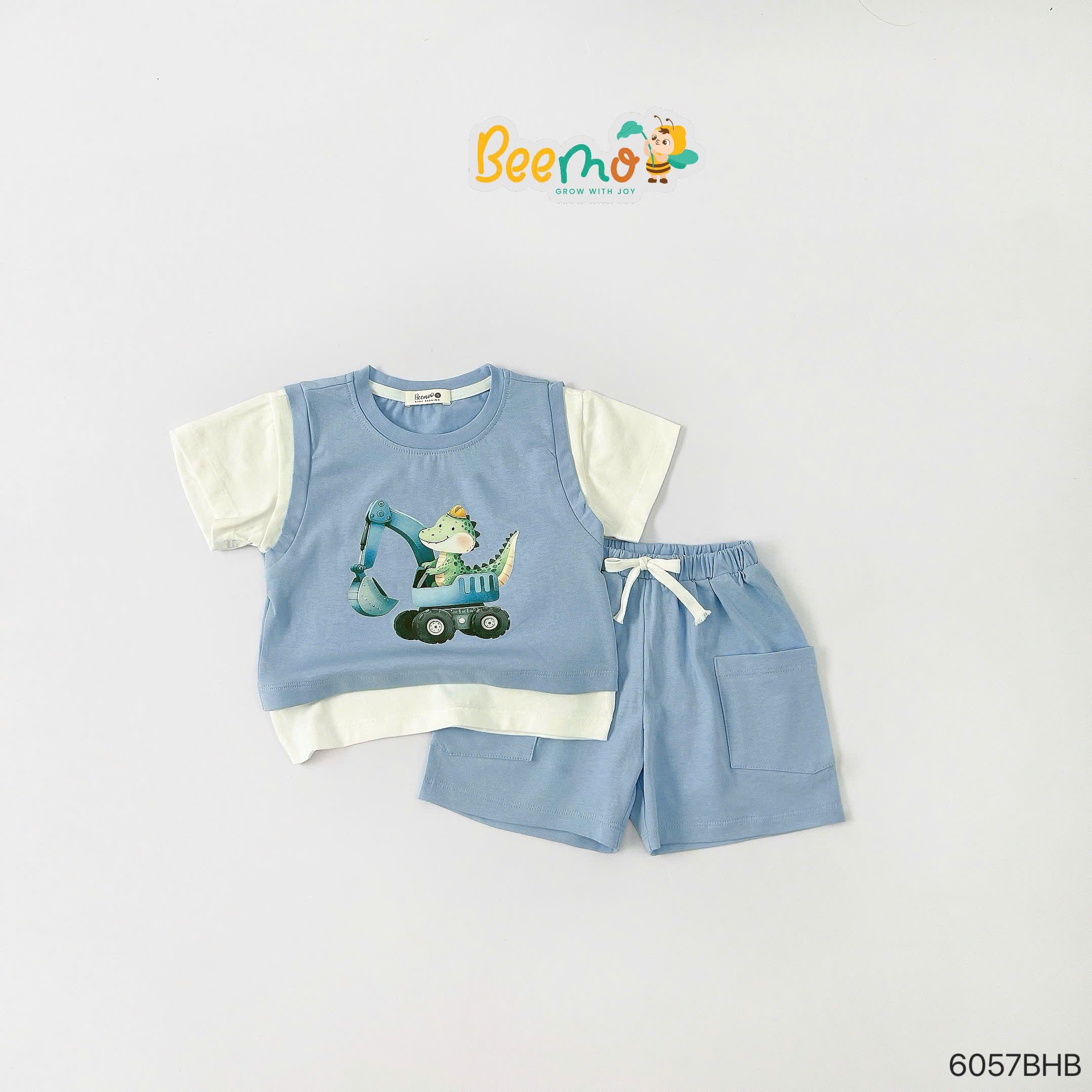 Set thun cộc tay layer in hình Beemo