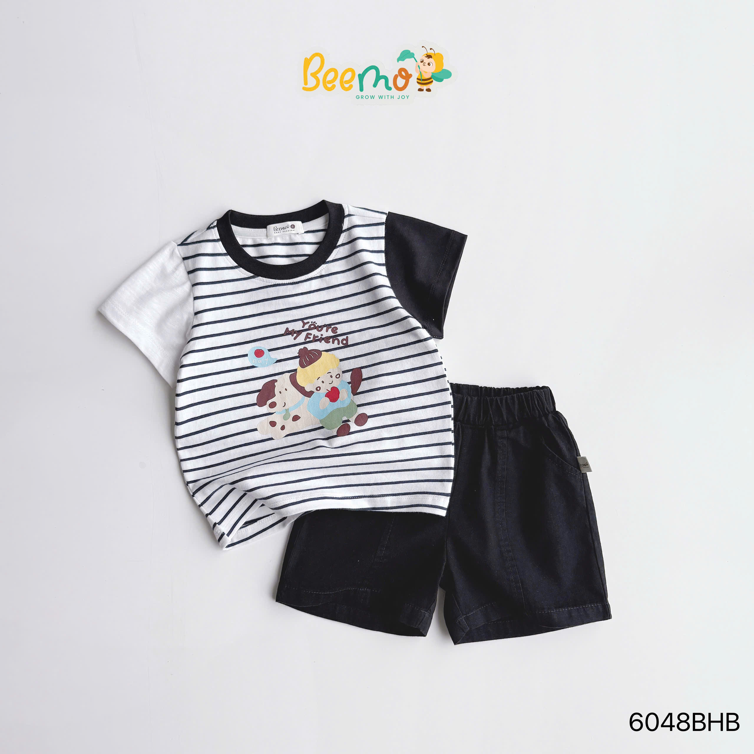 Set thun cộc tay raglan in hình Beemo