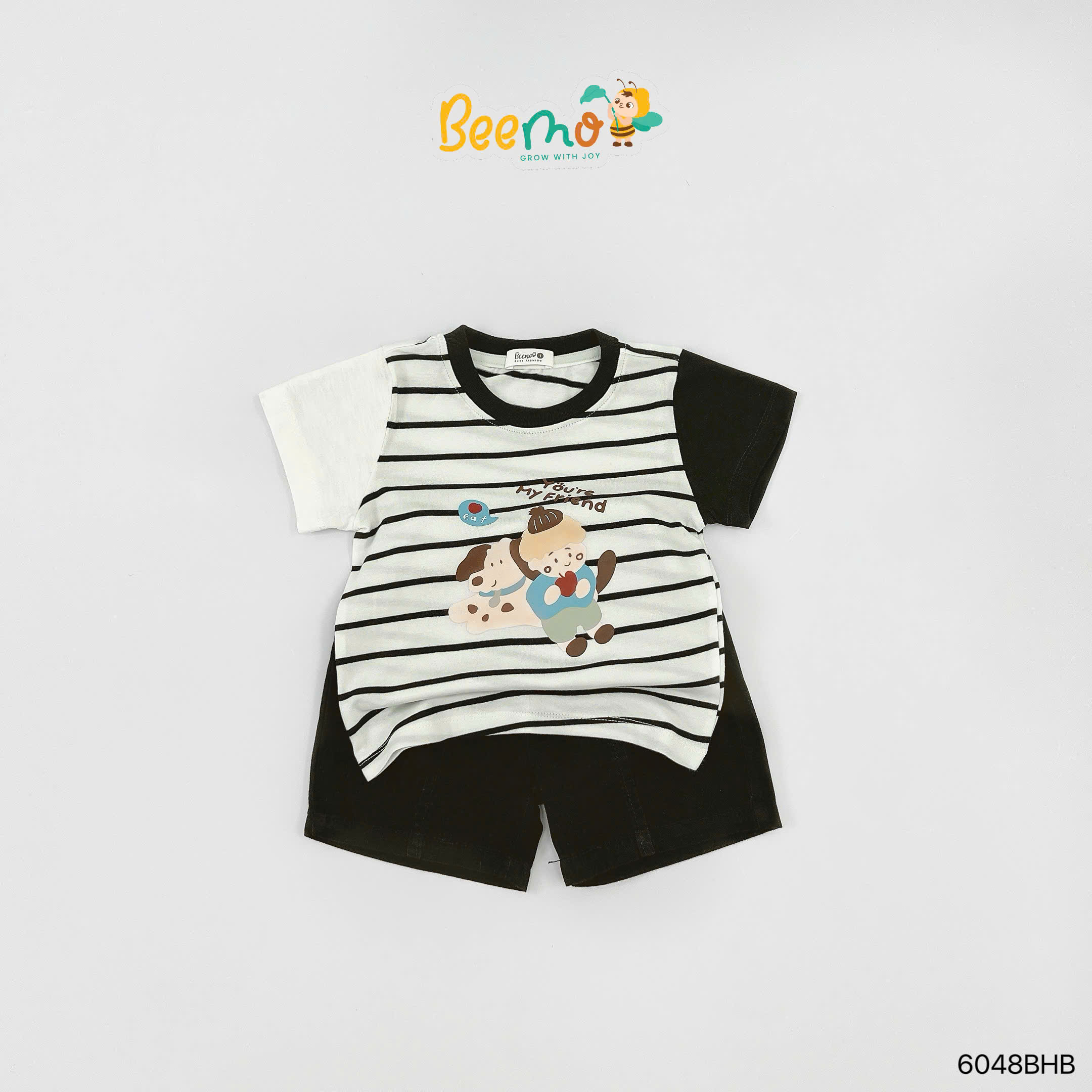 Set thun cộc tay raglan in hình Beemo