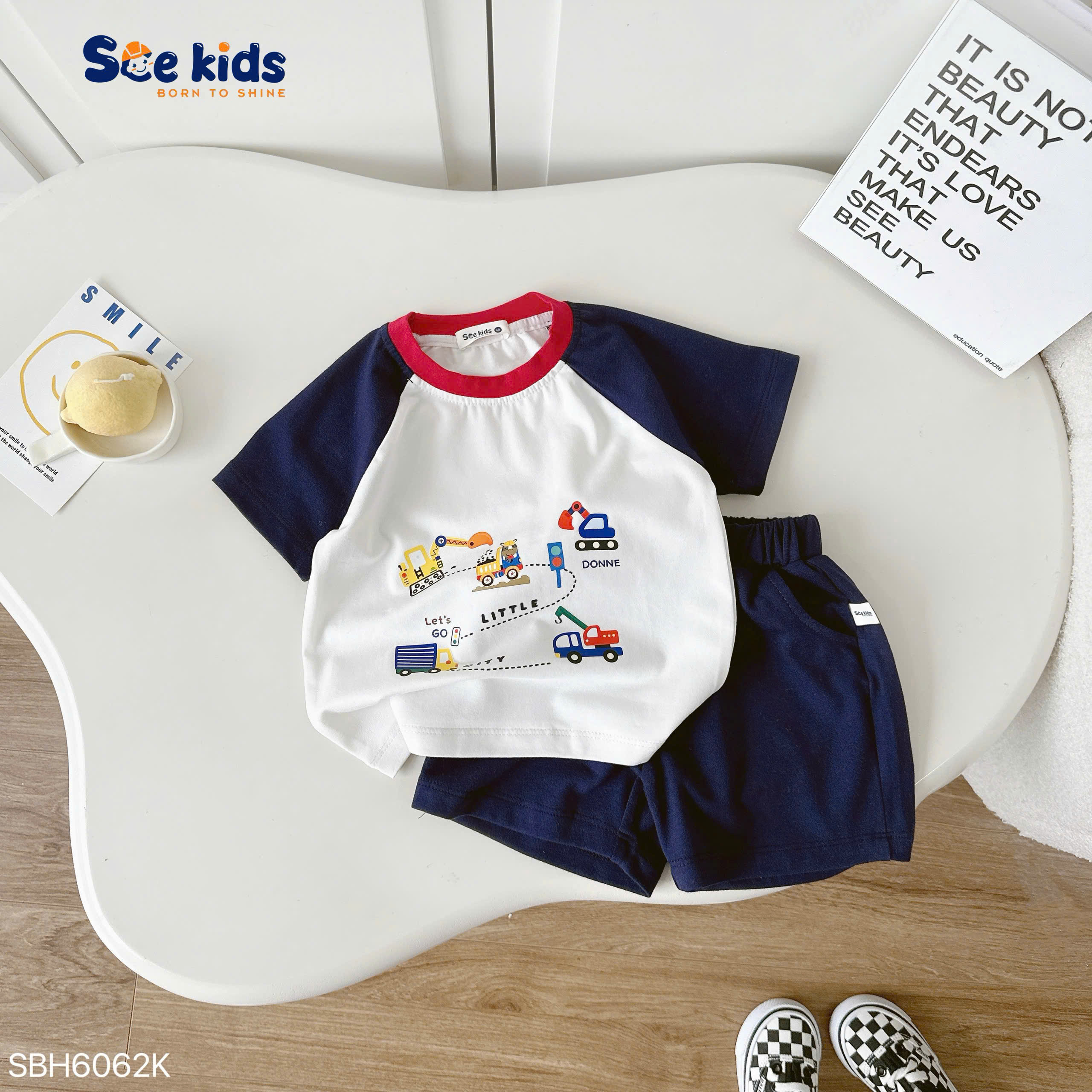 Set thun cộc tay zaglan in ô tô SCE KIDS