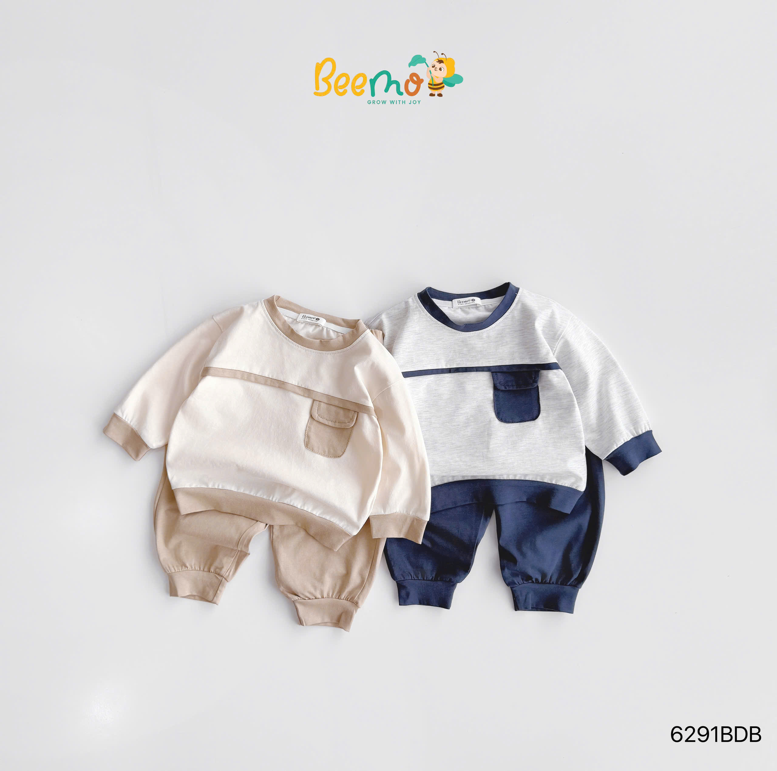 Set thun dài tay phối túi, quần tag gấu BEEMO