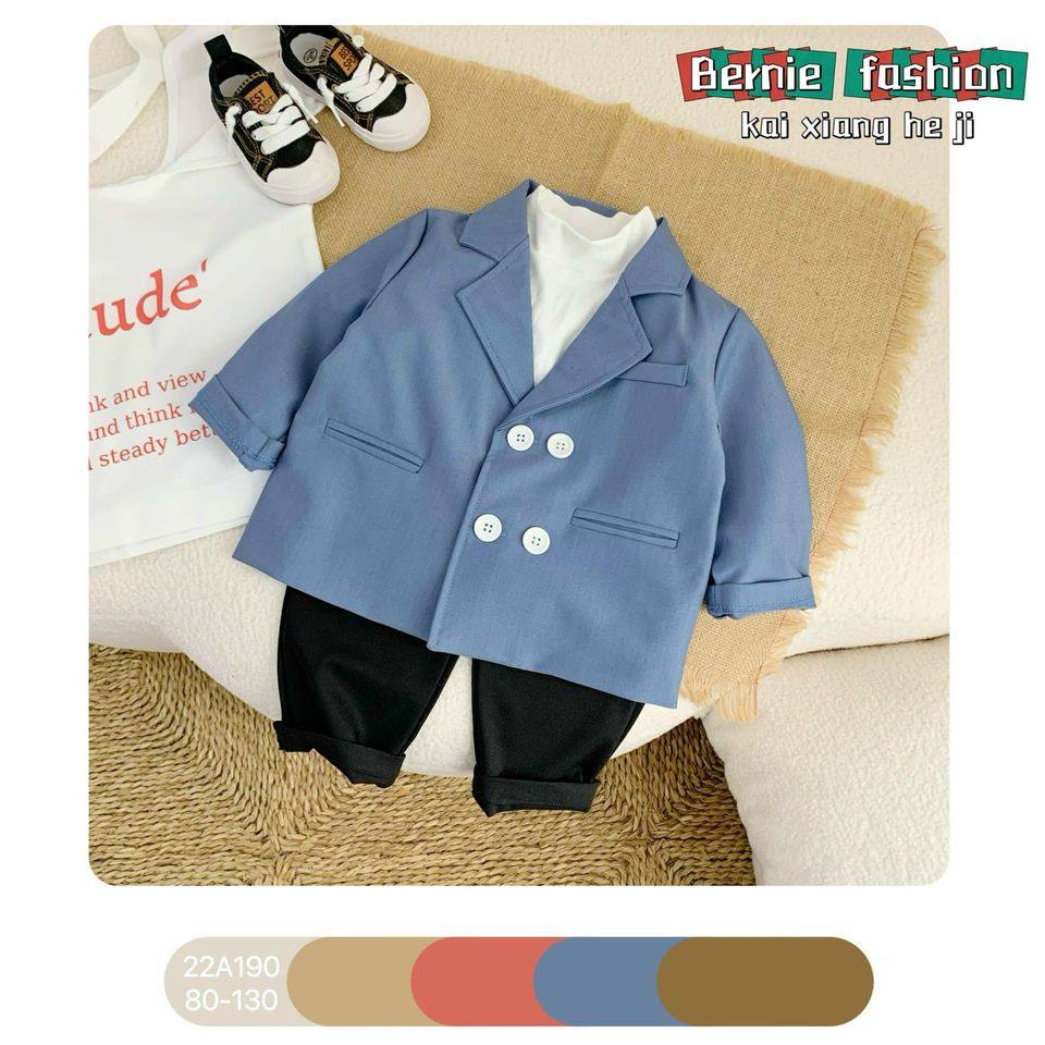 Set vest 4 khuy quần đen Bernie