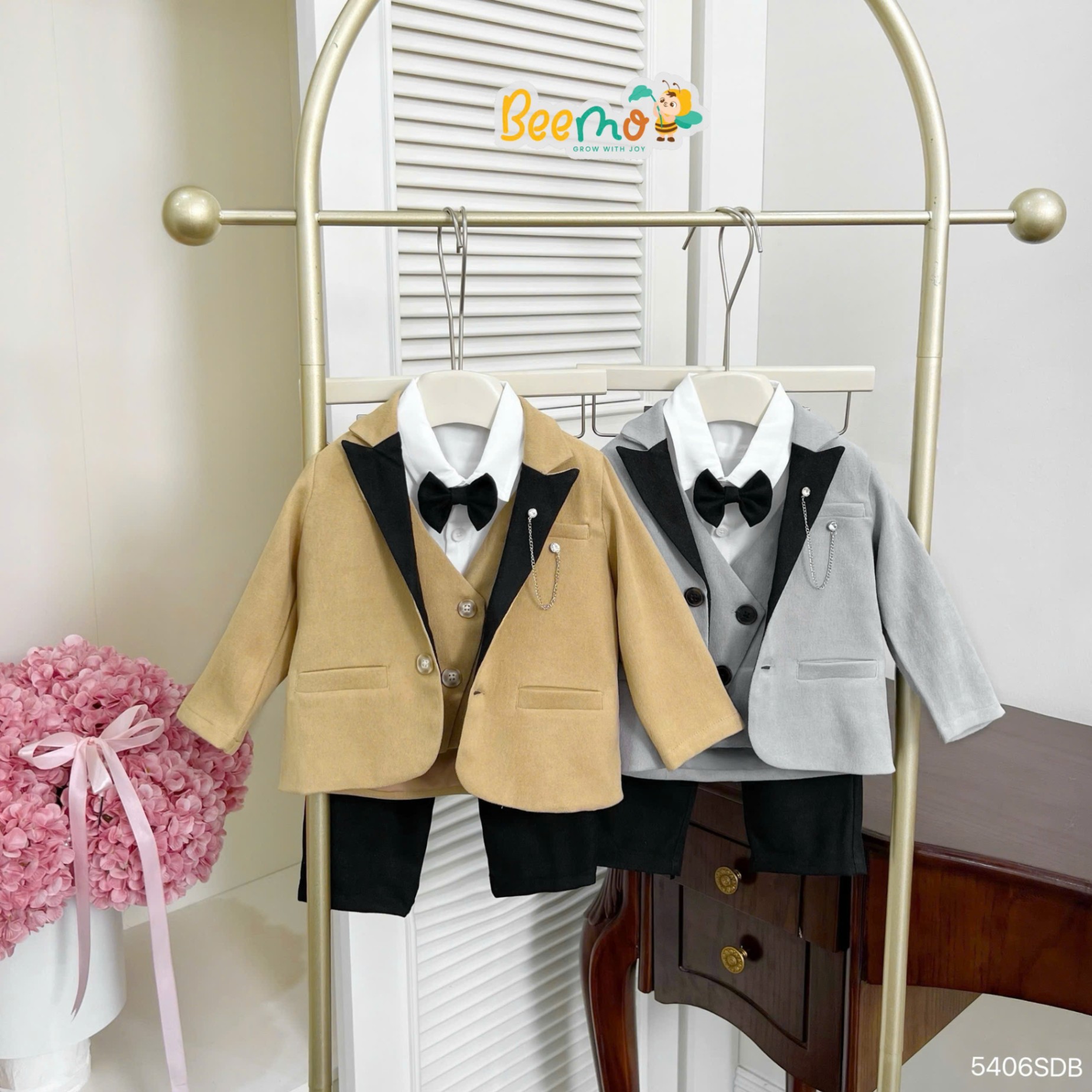 Set vest 5 chi tiết chất nhung chéo cao cấp Beemo