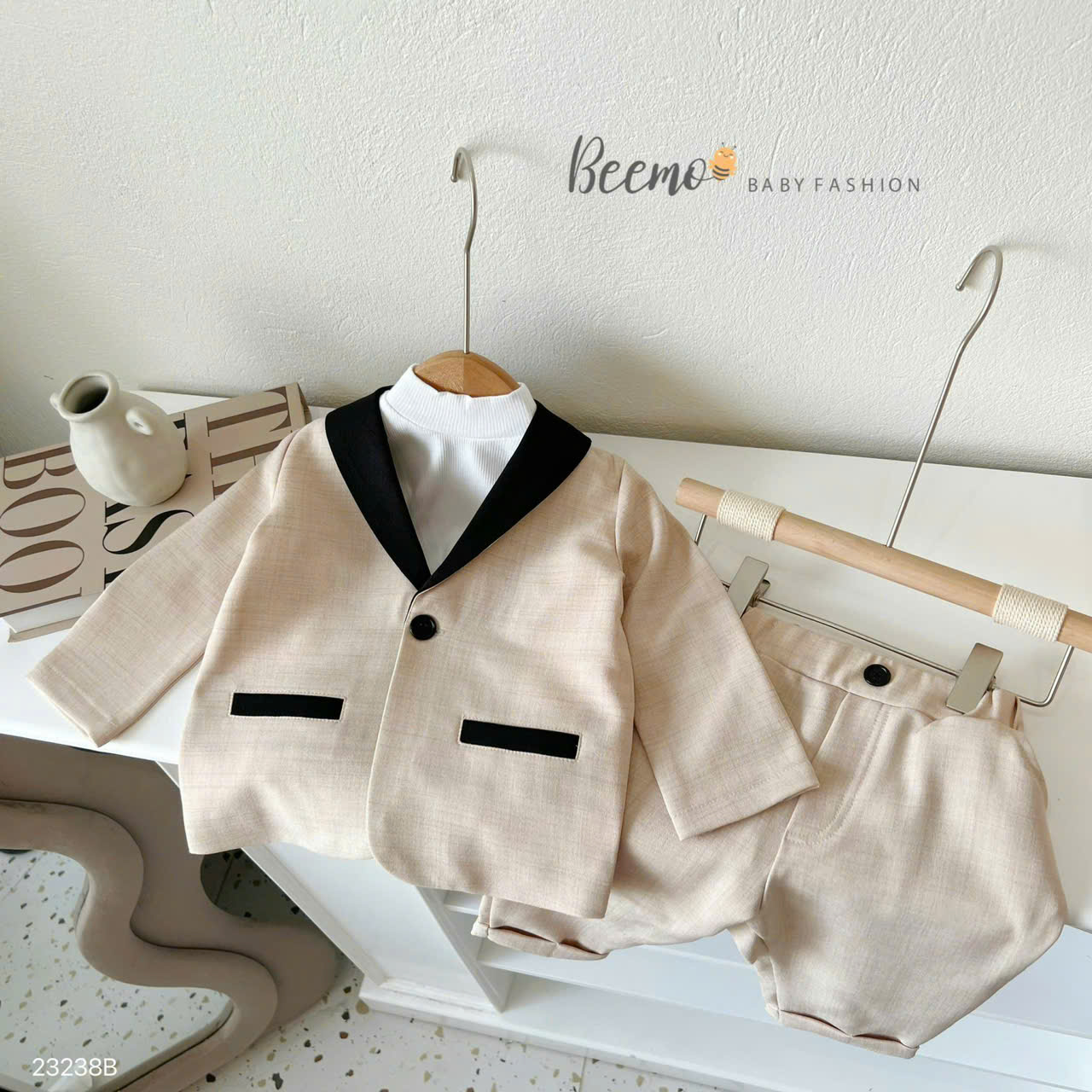 Set vest công tử phối cổ dài tay Beemo phong cách Hàn quốc, vải mềm mịn