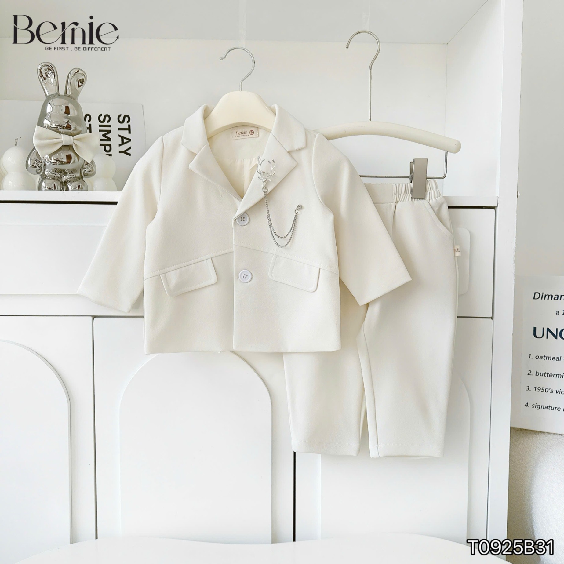 Set vest công tử phối dây cài Bernie