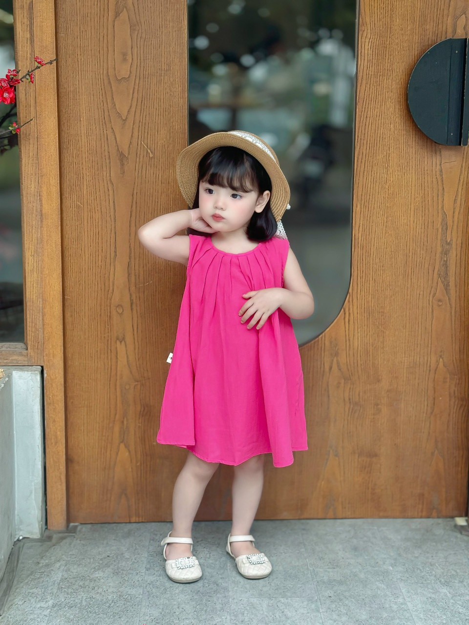 Váy sát nách phối chun lưng Mozi