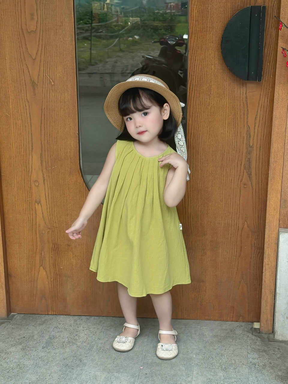Váy sát nách phối chun lưng Mozi