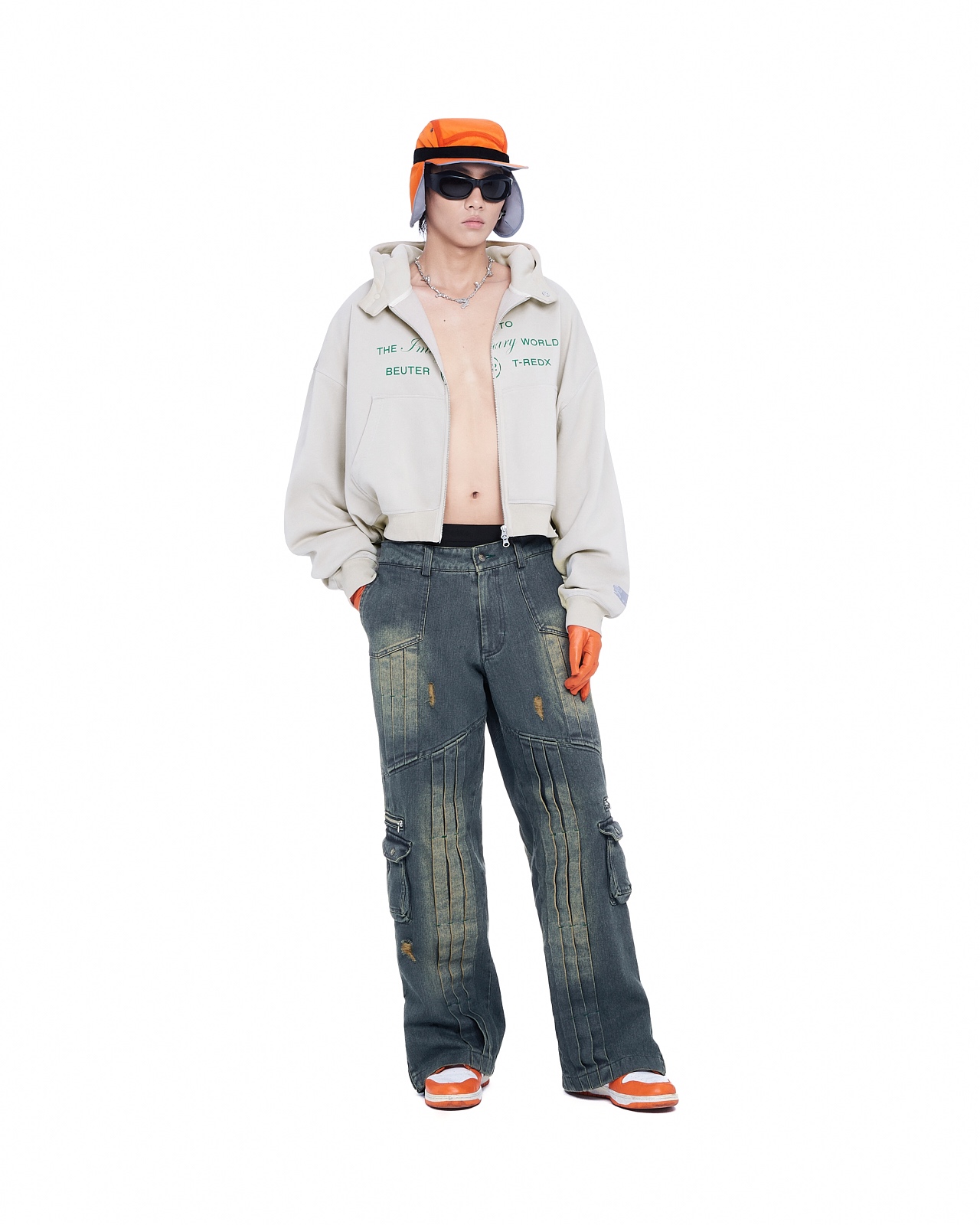 BEUTER® x T-REDX VOLVA WASHED DIRT BLUE CARGO JEANS