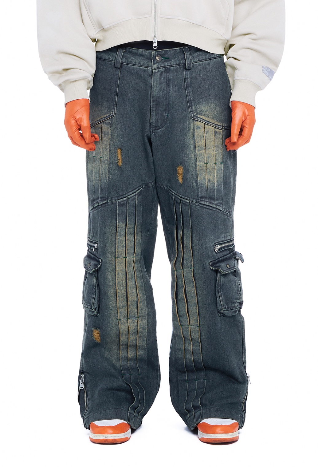 BEUTER® x T-REDX VOLVA WASHED DIRT BLUE CARGO JEANS