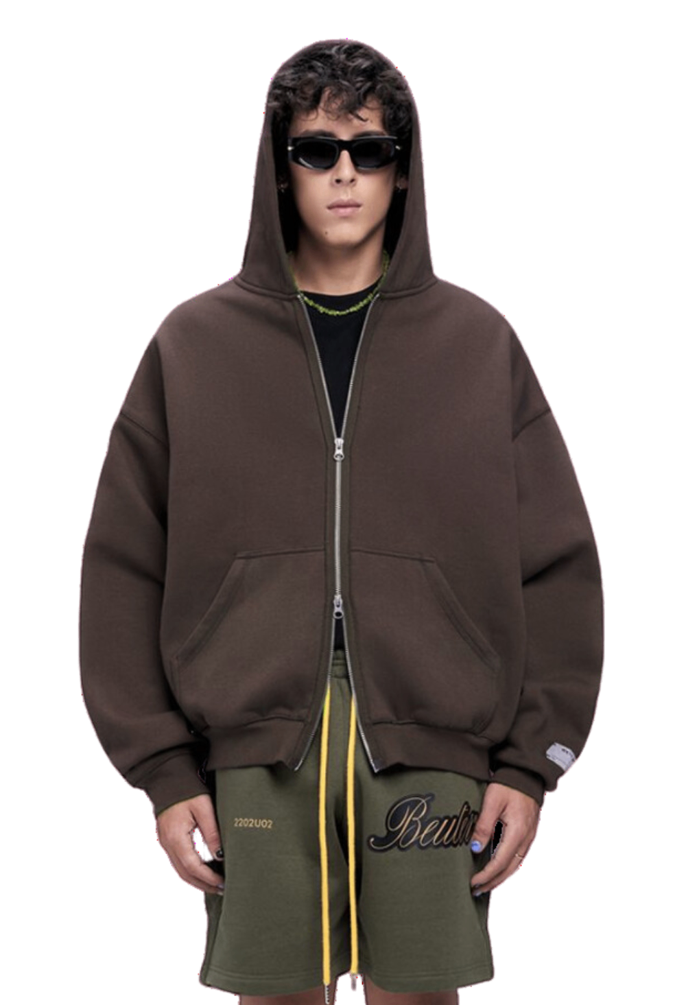 BEUTER® MOCHA BOXY ZIP HOODIE