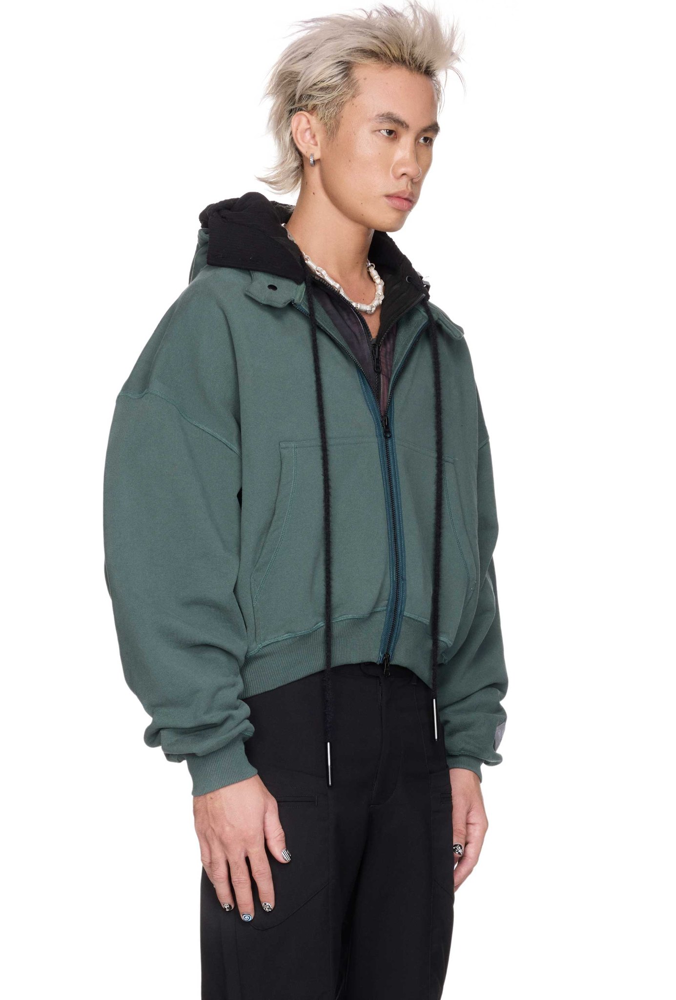 BEUTER® MIDNIGHT GREEN BOXY ZIP HOODIE