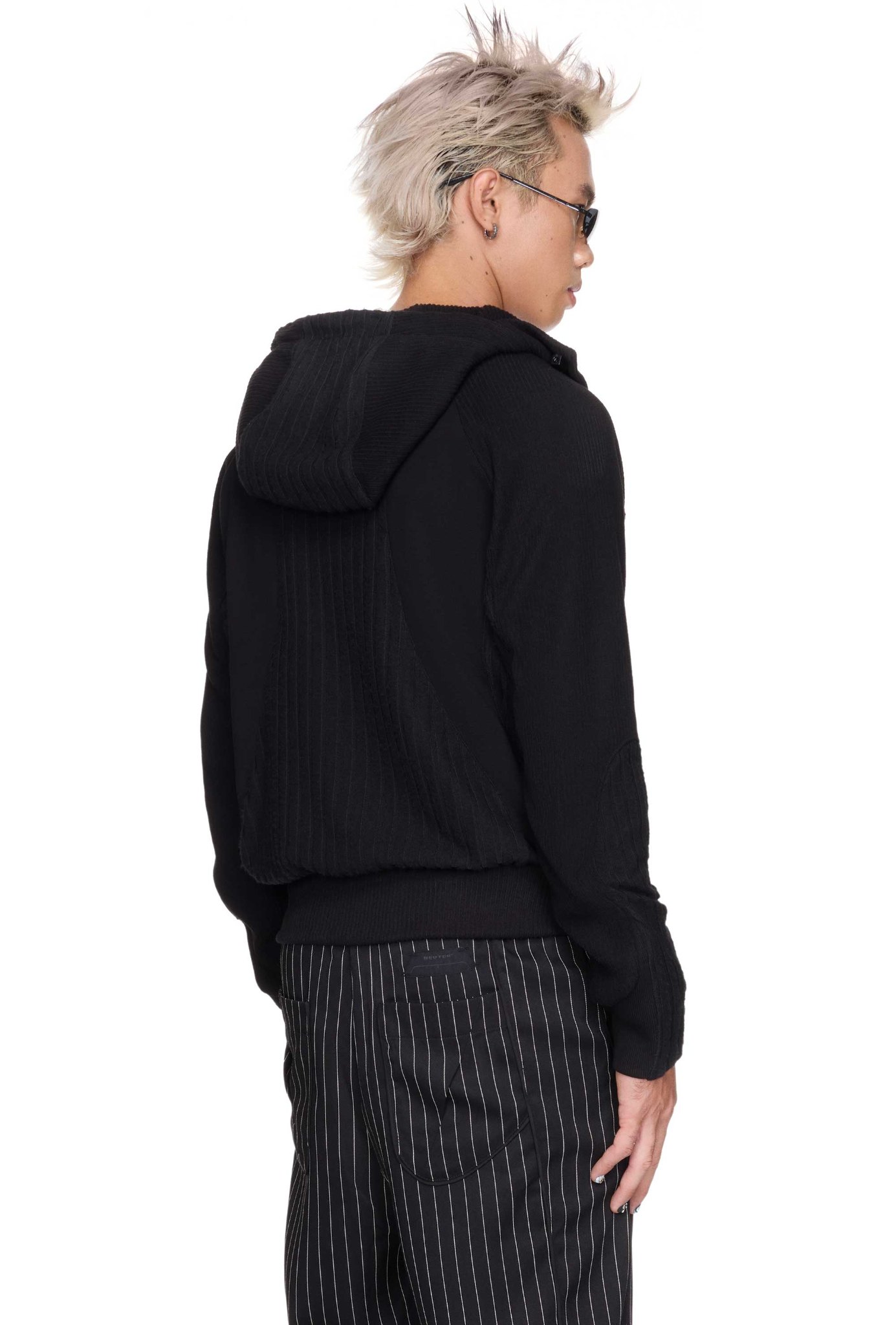 BEUTER® BLACK PANELED RIVERSIBLE HOODIE