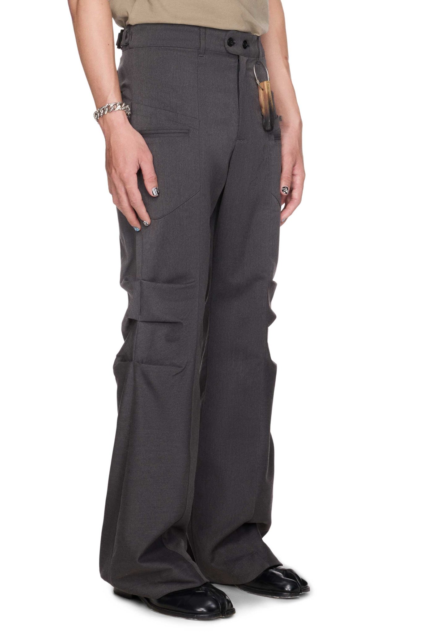 BEUTER® GREY MELANGE FLARE TROUSERS