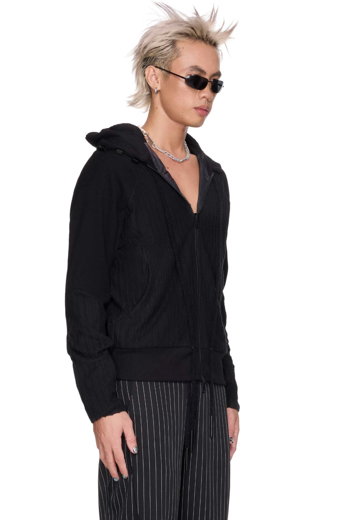 BEUTER® BLACK PANELED RIVERSIBLE HOODIE