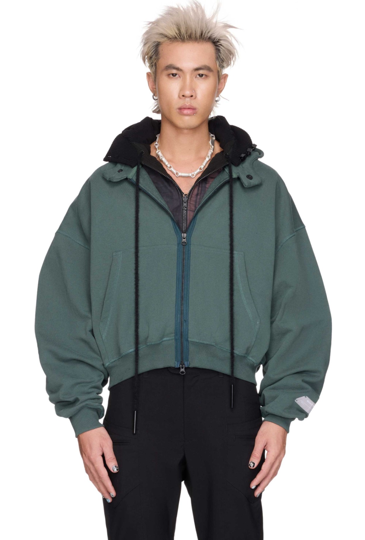 BEUTER® MIDNIGHT GREEN BOXY ZIP HOODIE