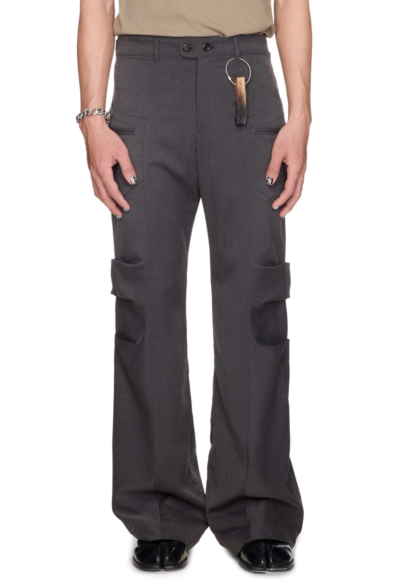 BEUTER® GREY MELANGE FLARE TROUSERS