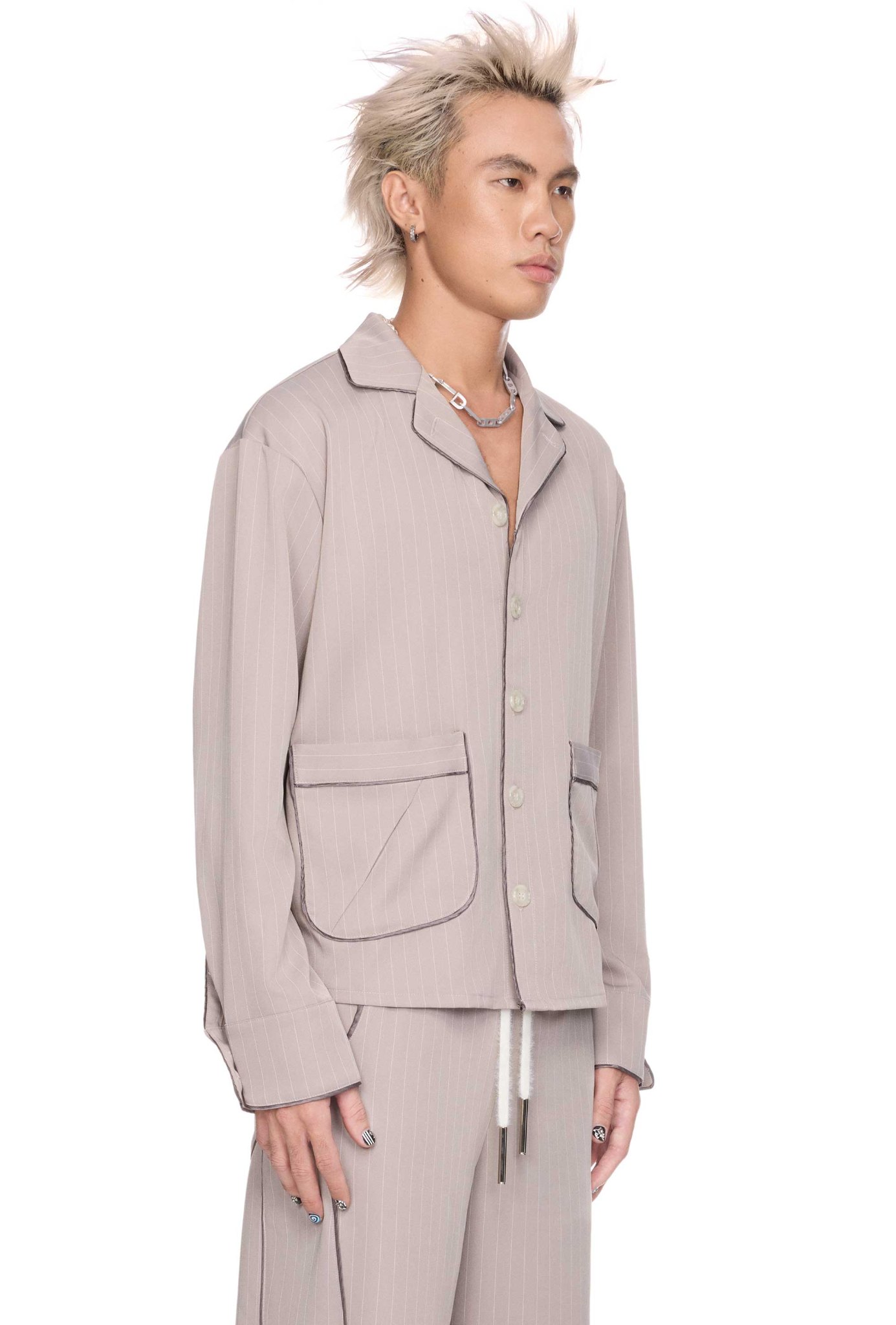 BEUTER® GREY STRIPES BOXY PYJAMA SHIRT