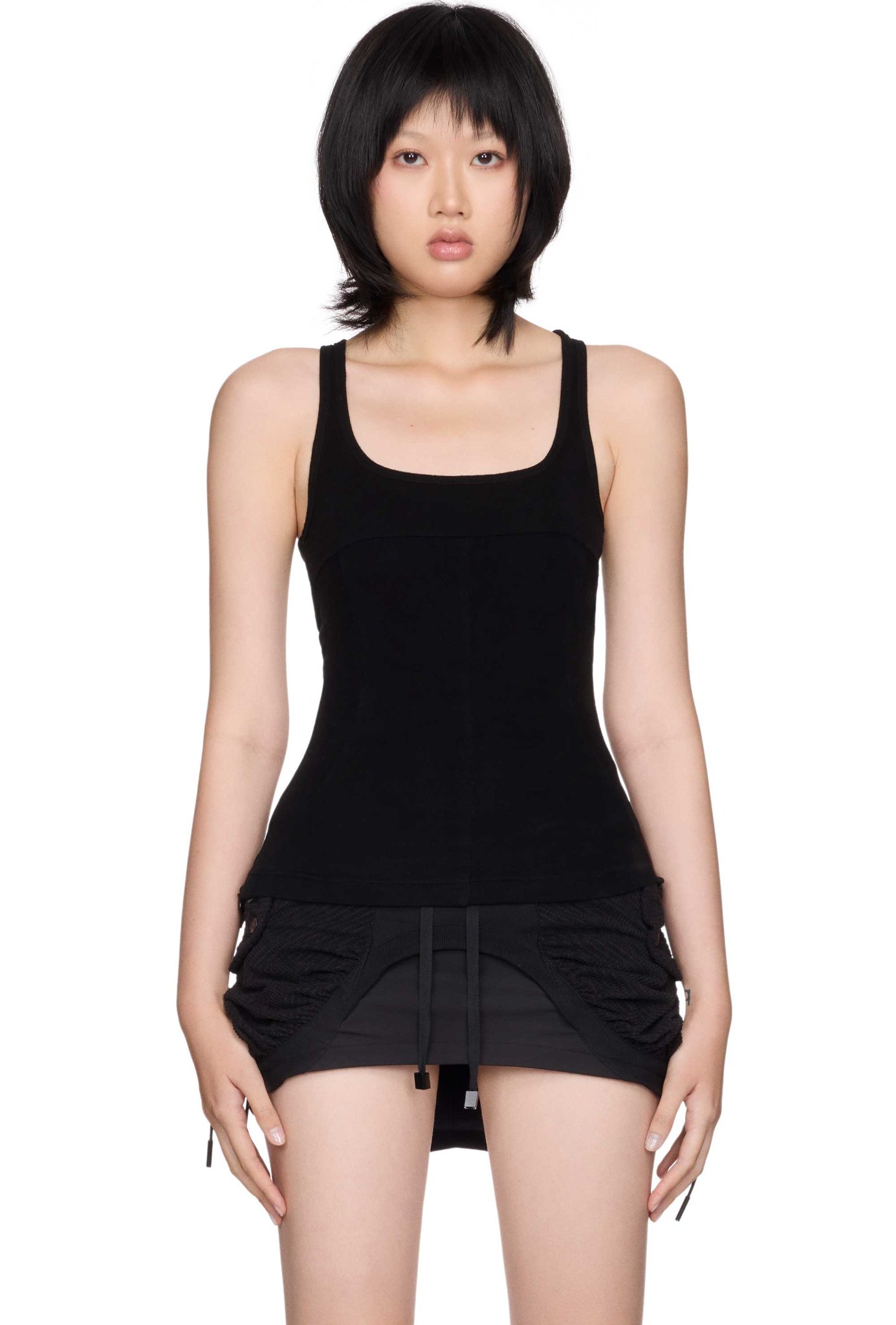 WMNS BEUTER® ZIP UP BLACK TANK TOPS