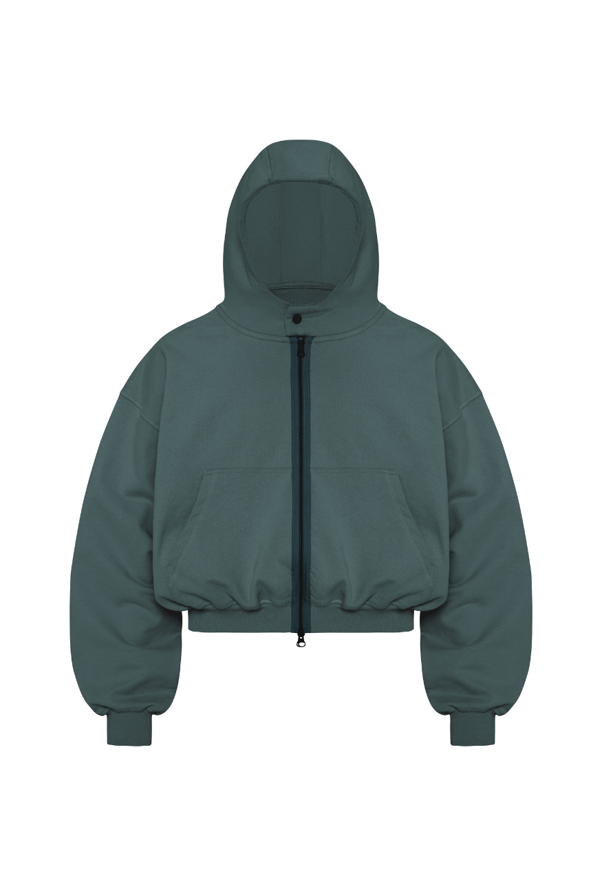 BEUTER® MIDNIGHT GREEN BOXY ZIP HOODIE