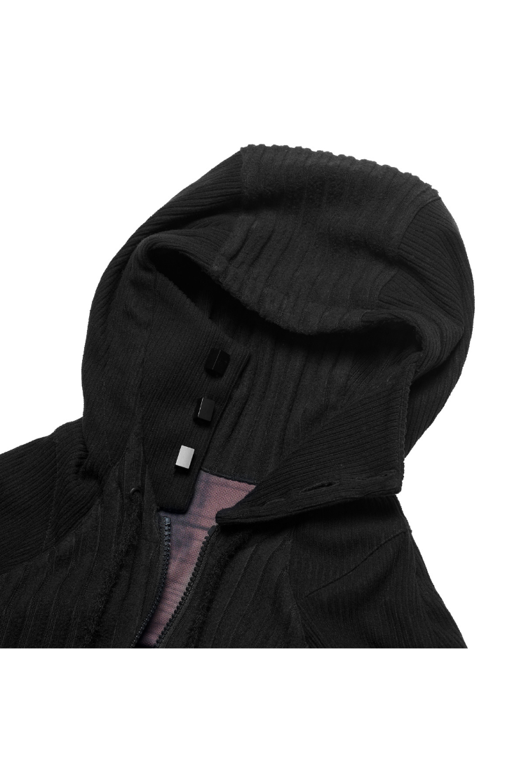 BEUTER® BLACK PANELED RIVERSIBLE HOODIE