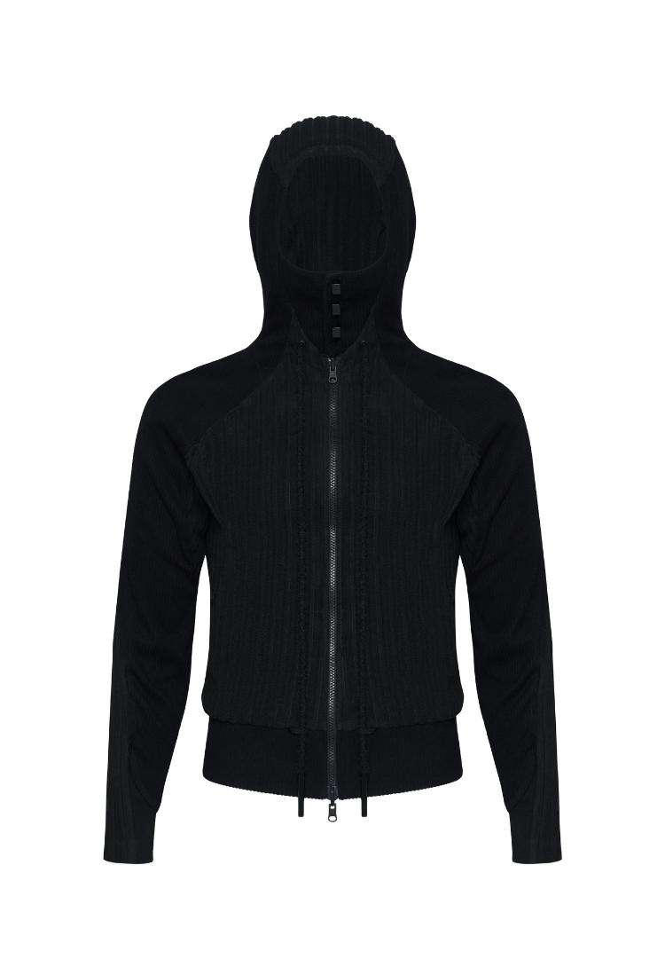 BEUTER® BLACK PANELED RIVERSIBLE HOODIE