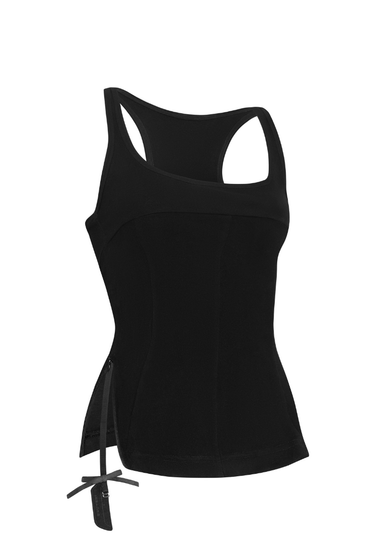 WMNS BEUTER® ZIP UP BLACK TANK TOPS