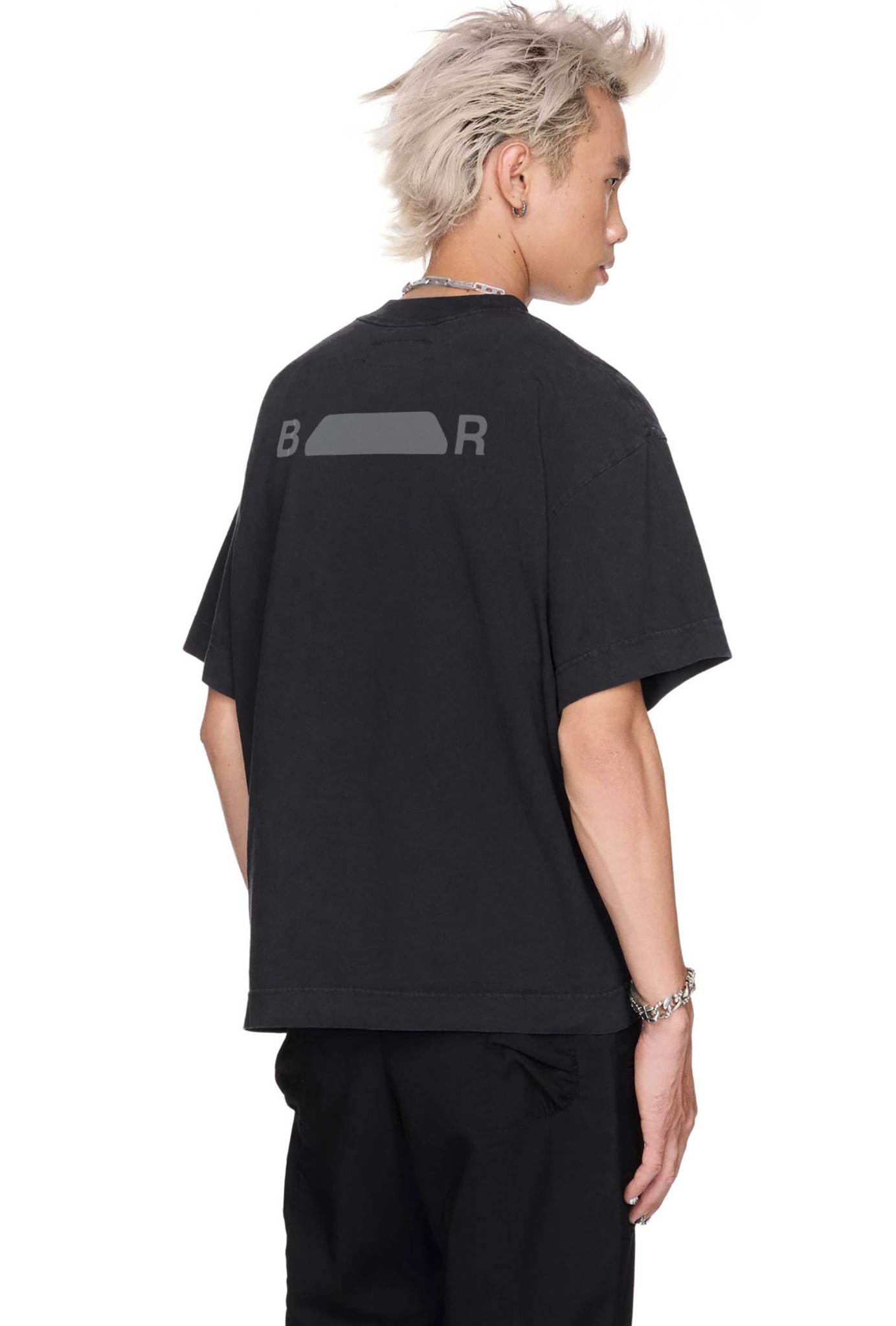 FL@SH PRINTED BLACK BOXY T-SHIRT