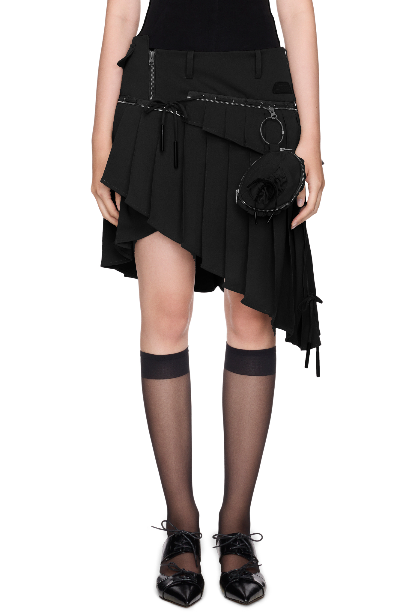 WMNS BEUTER® BLACK PLEATED MIDI SKIRT