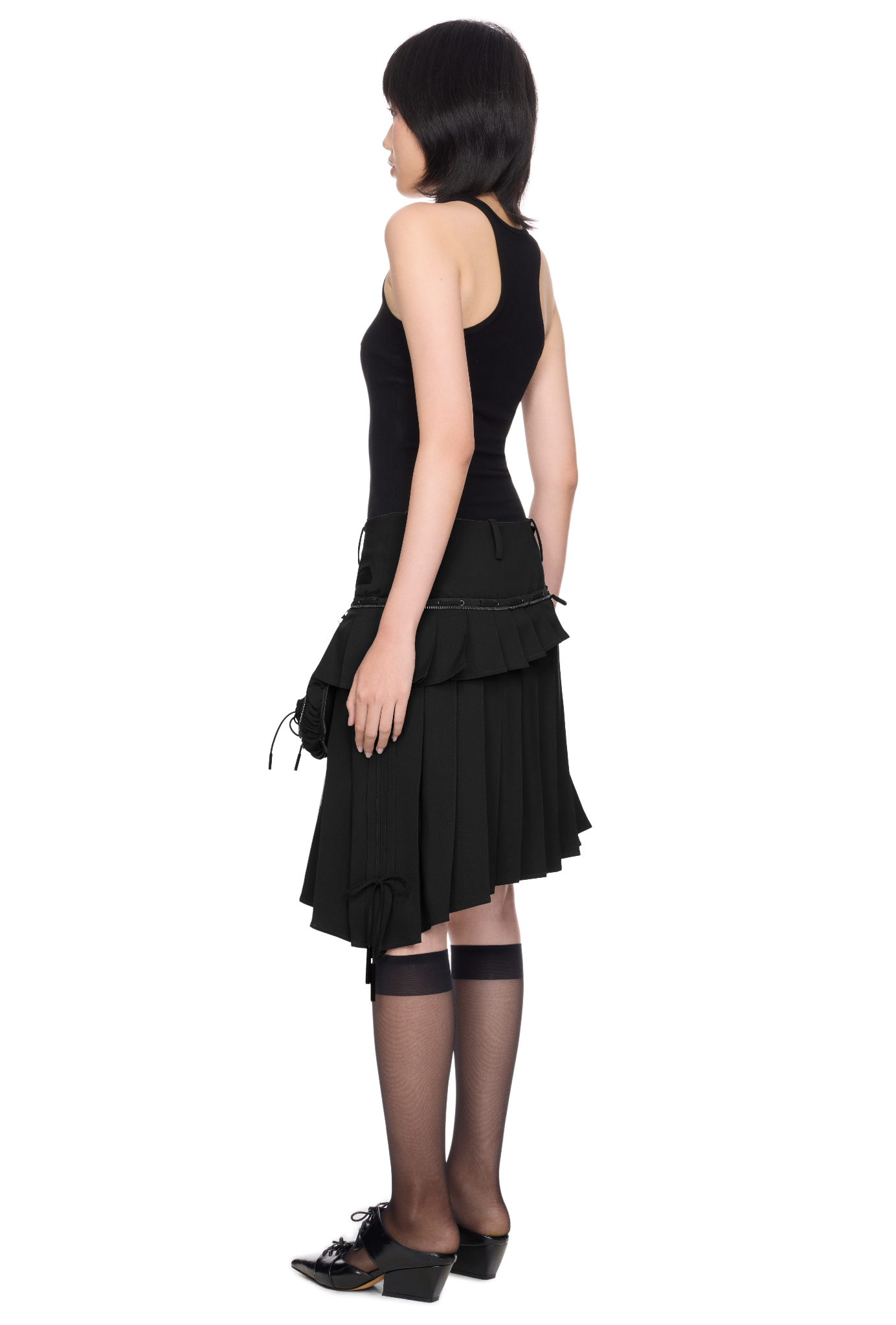 WMNS BEUTER® BLACK PLEATED MIDI SKIRT