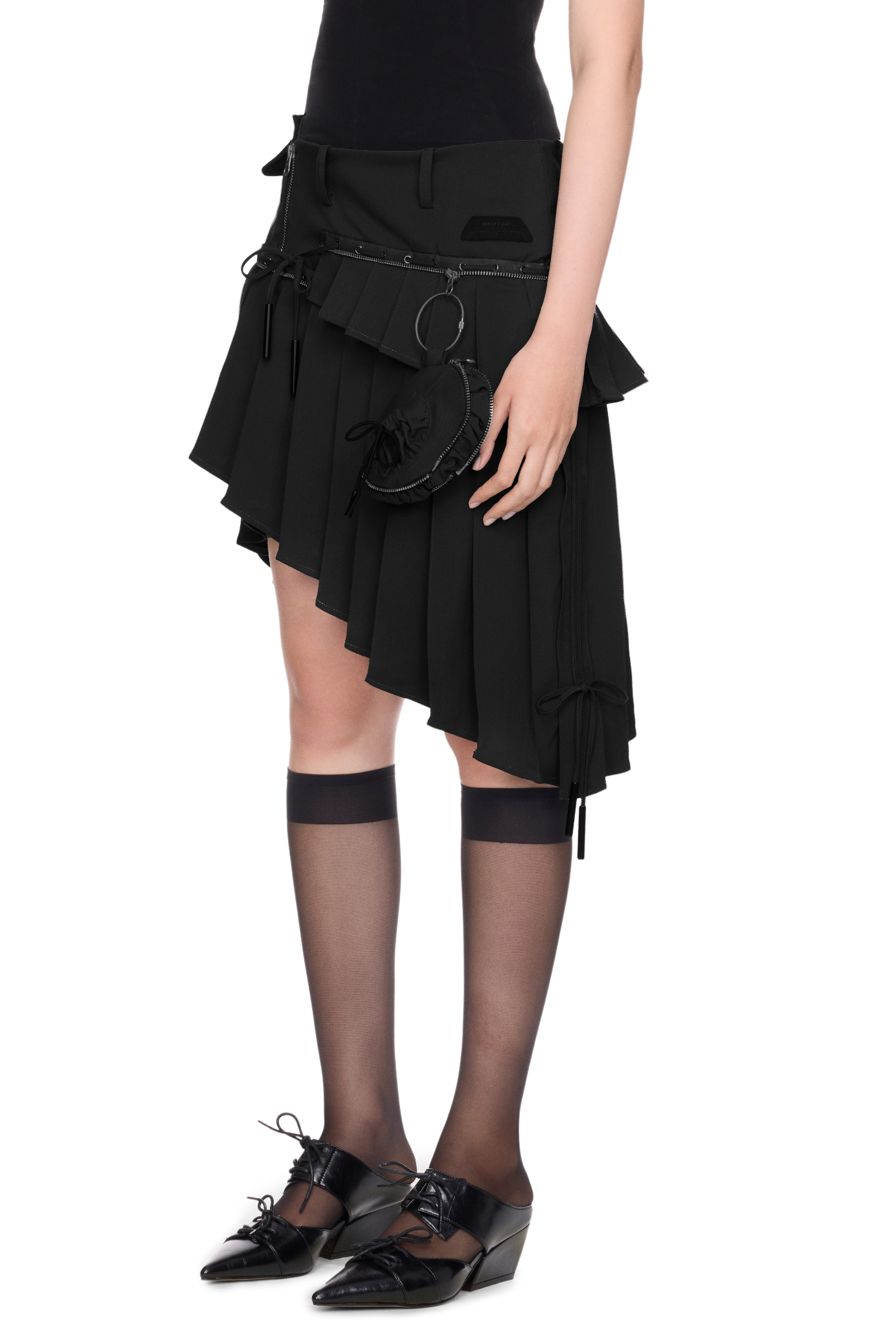 WMNS BEUTER® BLACK PLEATED MIDI SKIRT